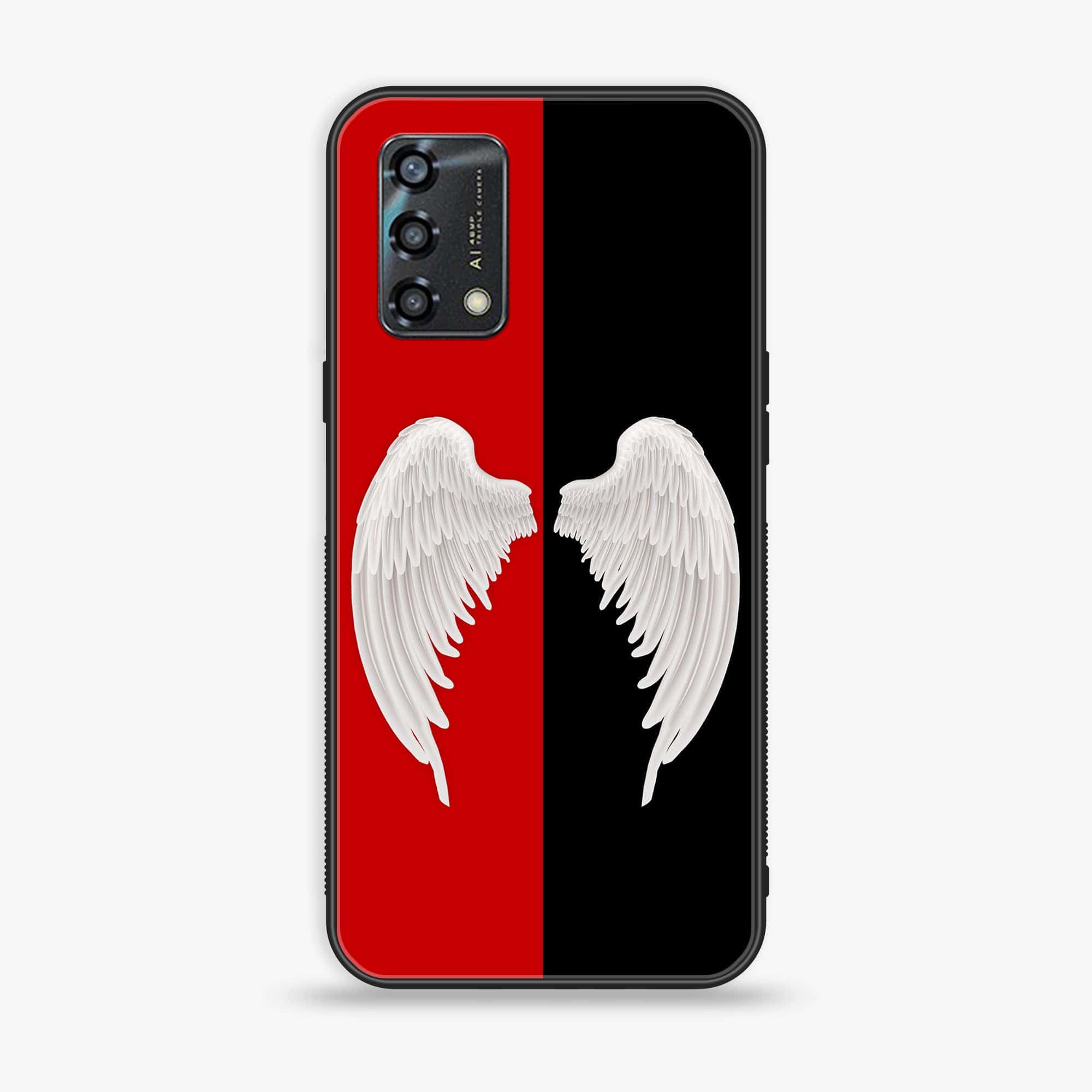 Oppo A95 - Angel Wings 2.0 Series - Premium Printed Glass soft Bumper shock Proof Case