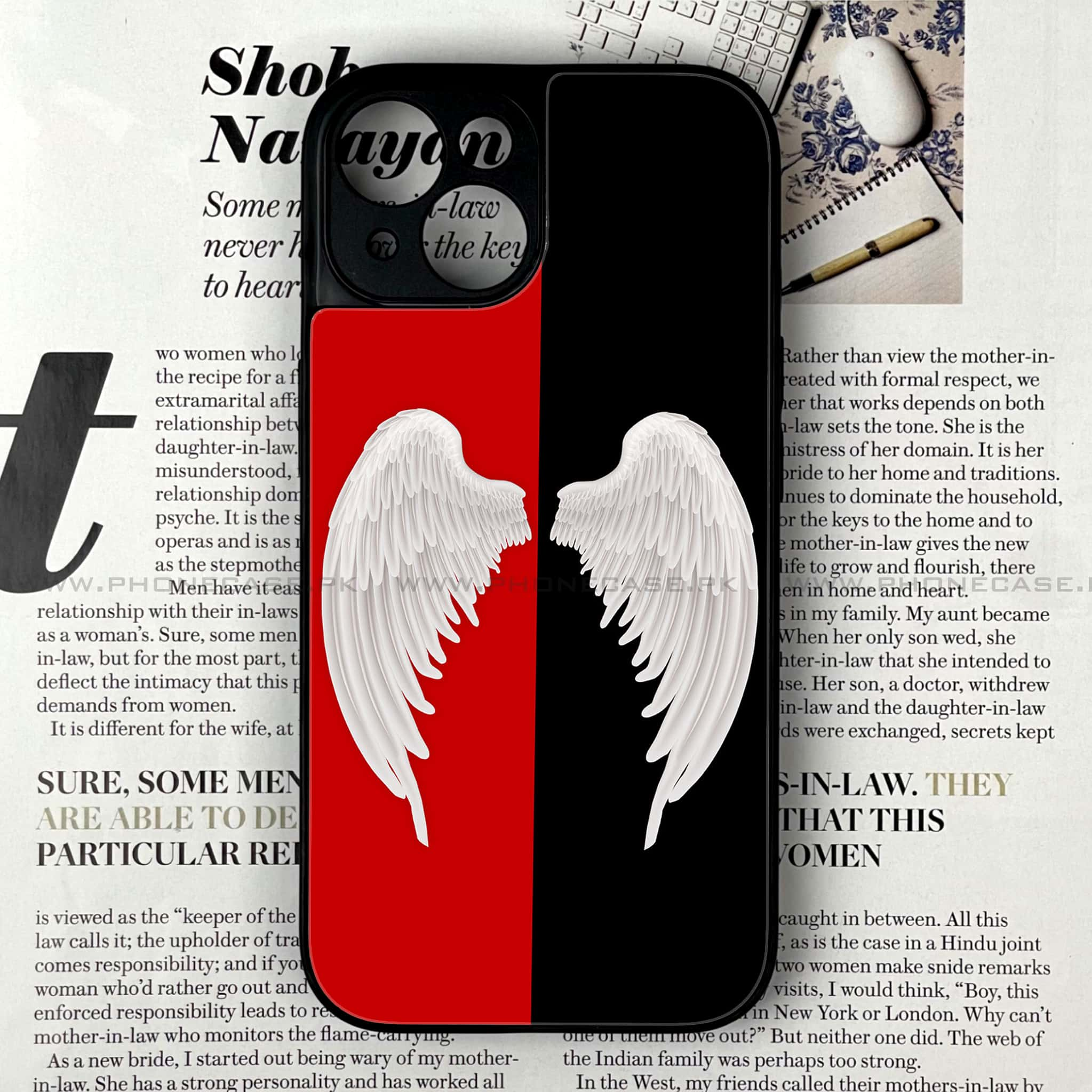 iPhone 15 - Angel Wings 2.0 Series - Premium Printed Glass soft Bumper shock Proof Case