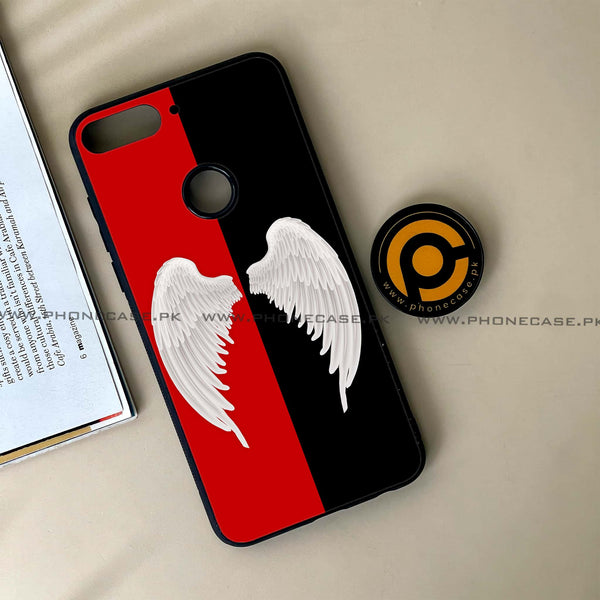 Huawei Y7 Prime (2018) - Angel Wings 2.0 Design 4 - Premium Printed Glass soft Bumper shock Proof Case  CS-25316