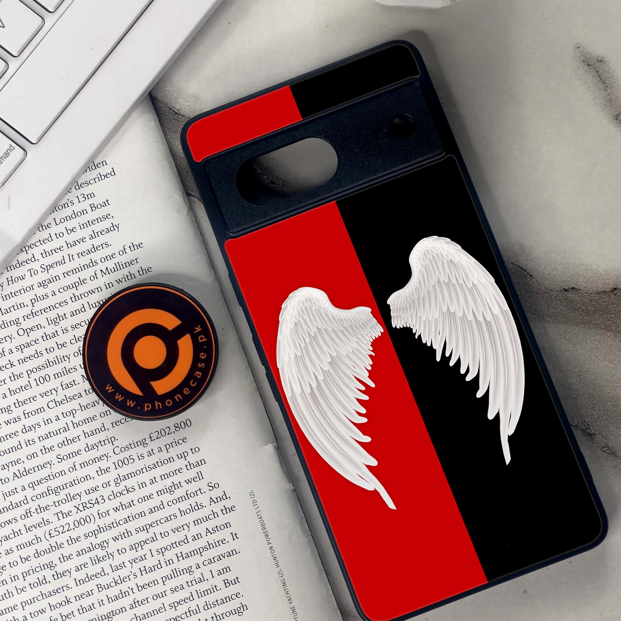 Google Pixel 7 - Angel Wings 2.0 Series - Premium Metal Printed soft Bumper Shock Proof Case
