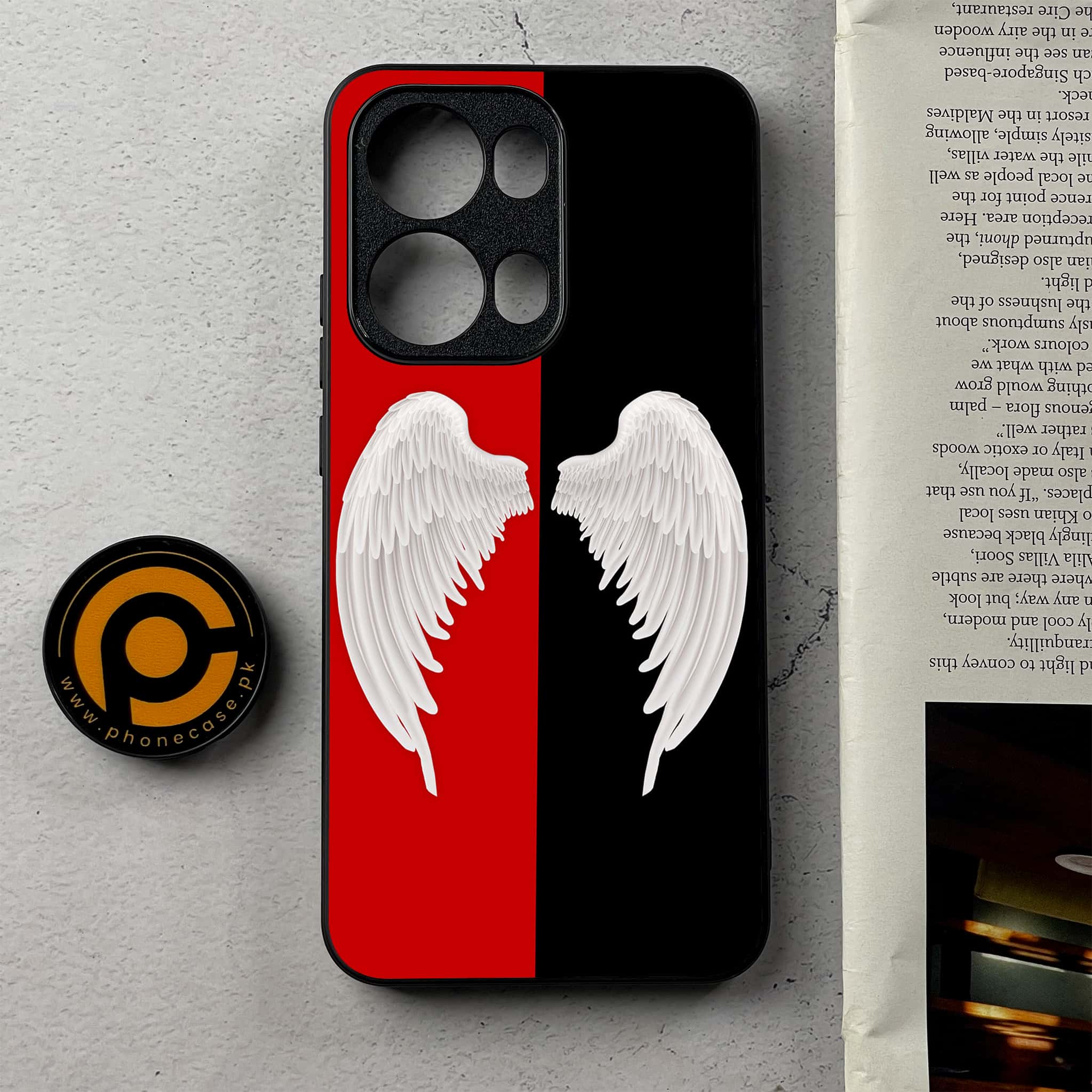 Oppo Reno 13 Pro - Angel Wings 2.0 Series - Premium Metal Printed Soft Bumper Shockproof Case
