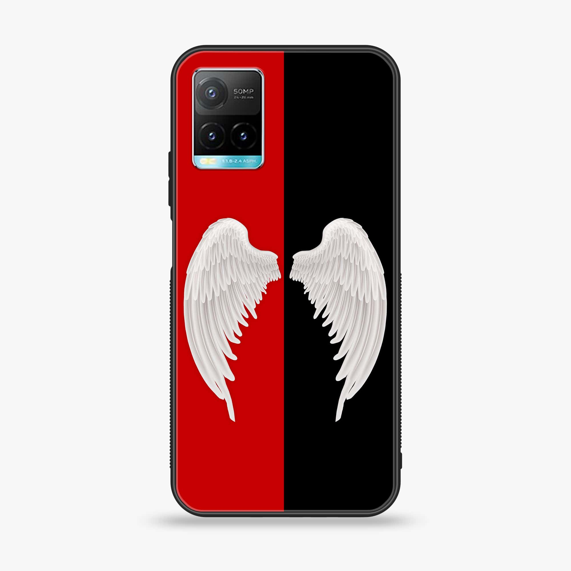 Vivo Y33T - Angel wings 2.0 Series - Premium Printed Glass soft Bumper shock Proof Case