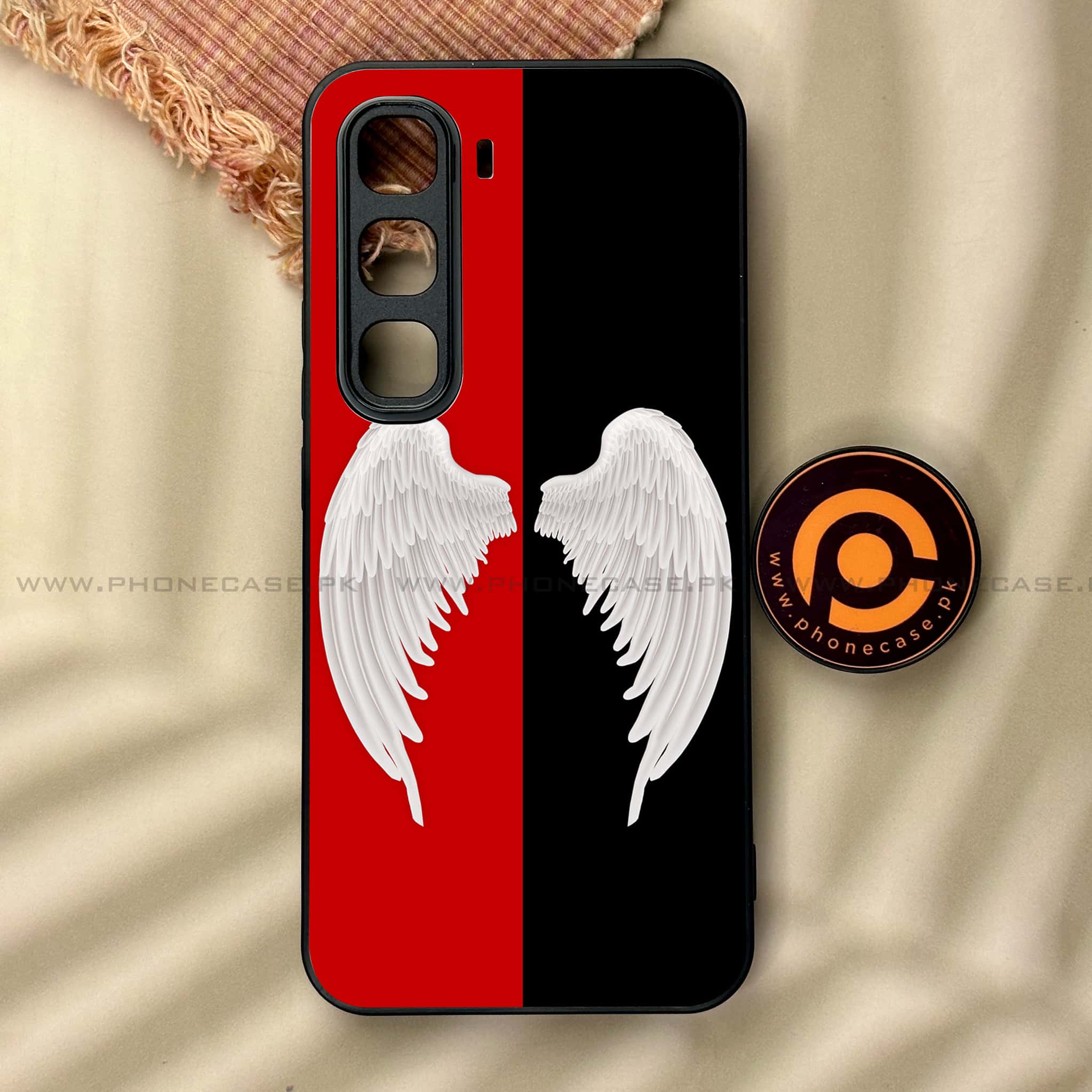 Infinix Hot 60 Pro - Angel Wings 2.0 Series - Premium Metal Printed soft Bumper shock Proof Case