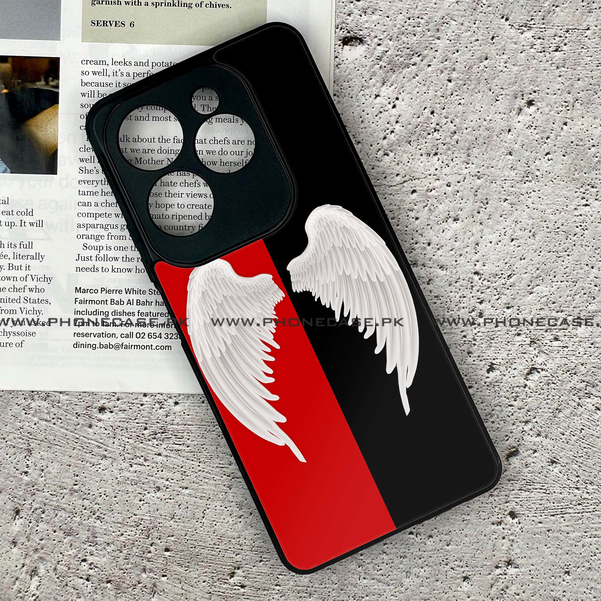 Infinix Hot 40 - Angel Wings 2.0 Series - Premium Printed Glass soft Bumper shock Proof Case