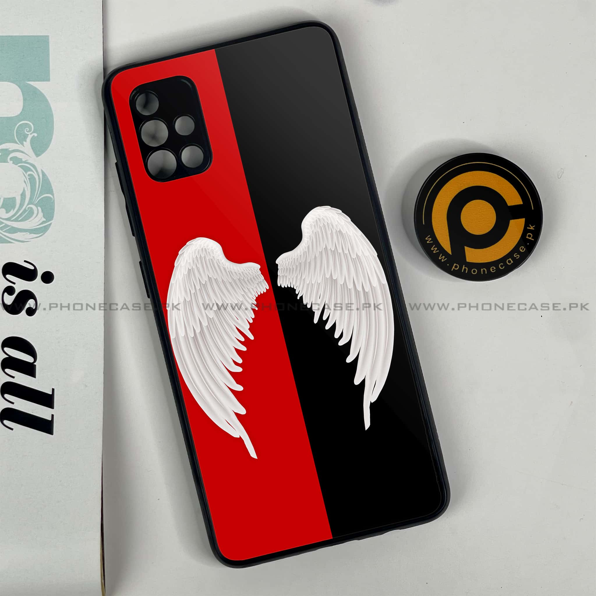 Samsung Galaxy A51 Angel Wings 2.0  Series Premium Printed Glass soft Bumper shock Proof Case