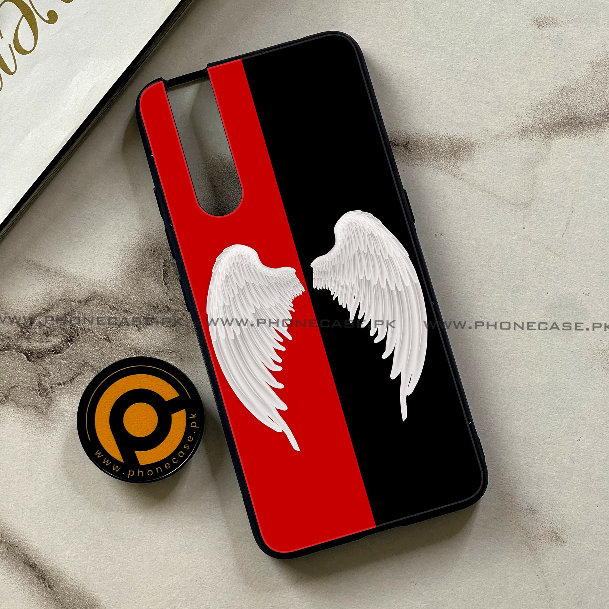 Vivo V15 Pro - Angel Wings 2.0 Series - Premium Printed Glass soft Bumper shock Proof Case