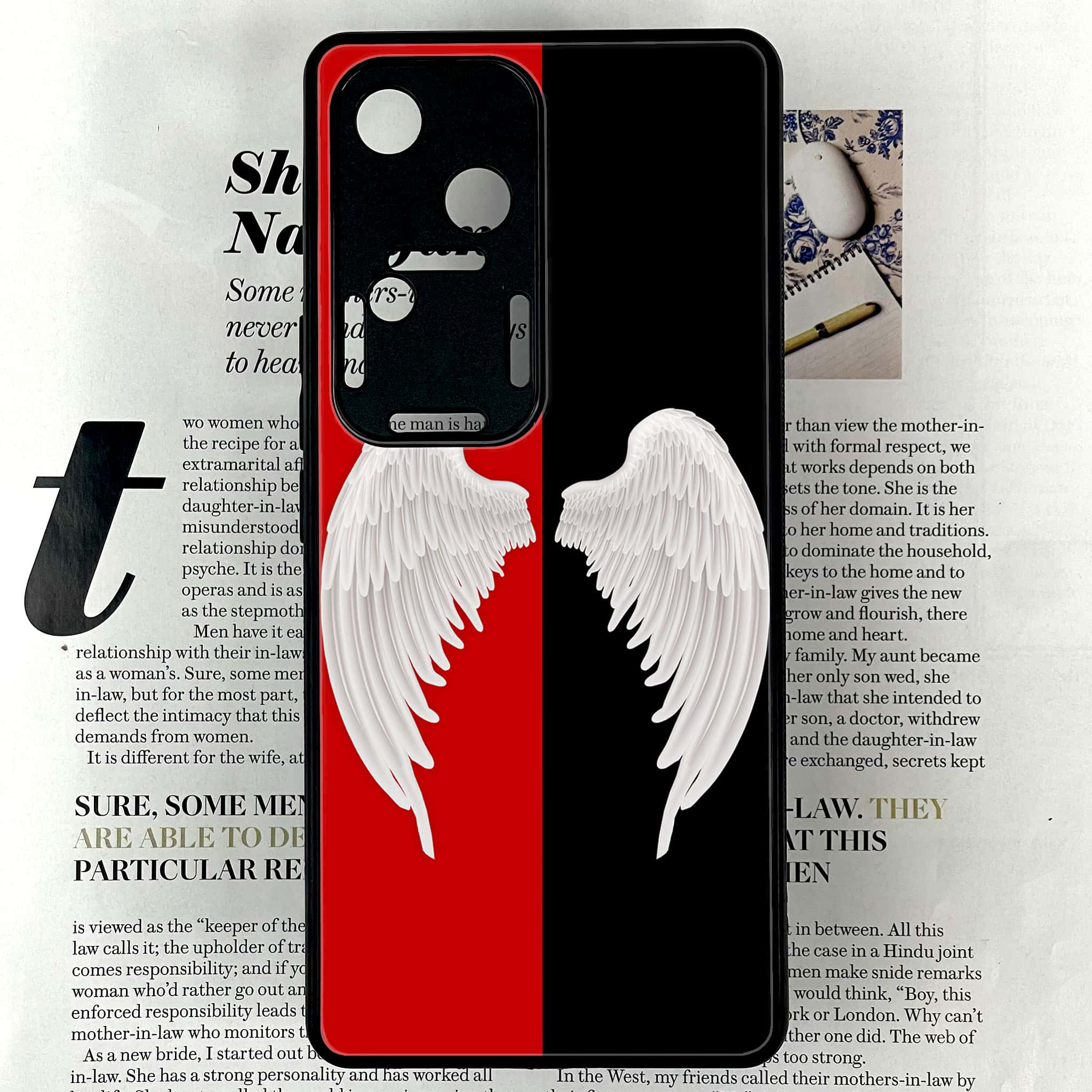 Vivo V30 - Angel Wings 2.0 Series - Premium Printed Glass soft Bumper shock Proof Case