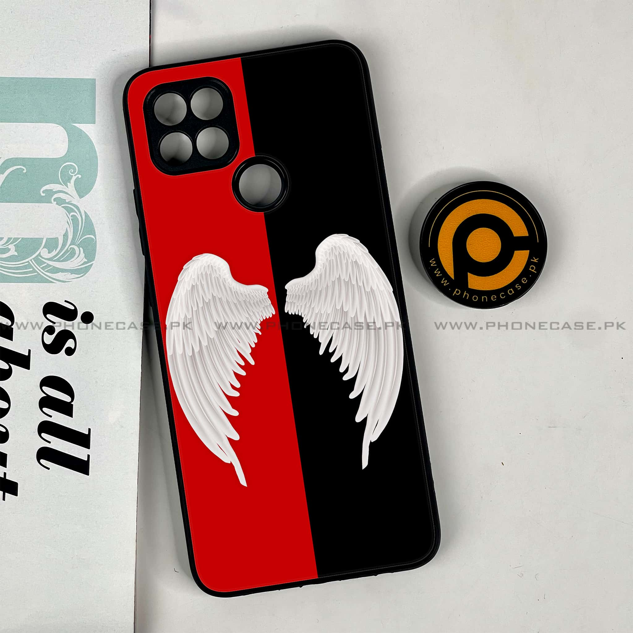 Oppo A15s - Angel Wings 2.0 Series - Premium Printed Glass soft Bumper shock Proof Case