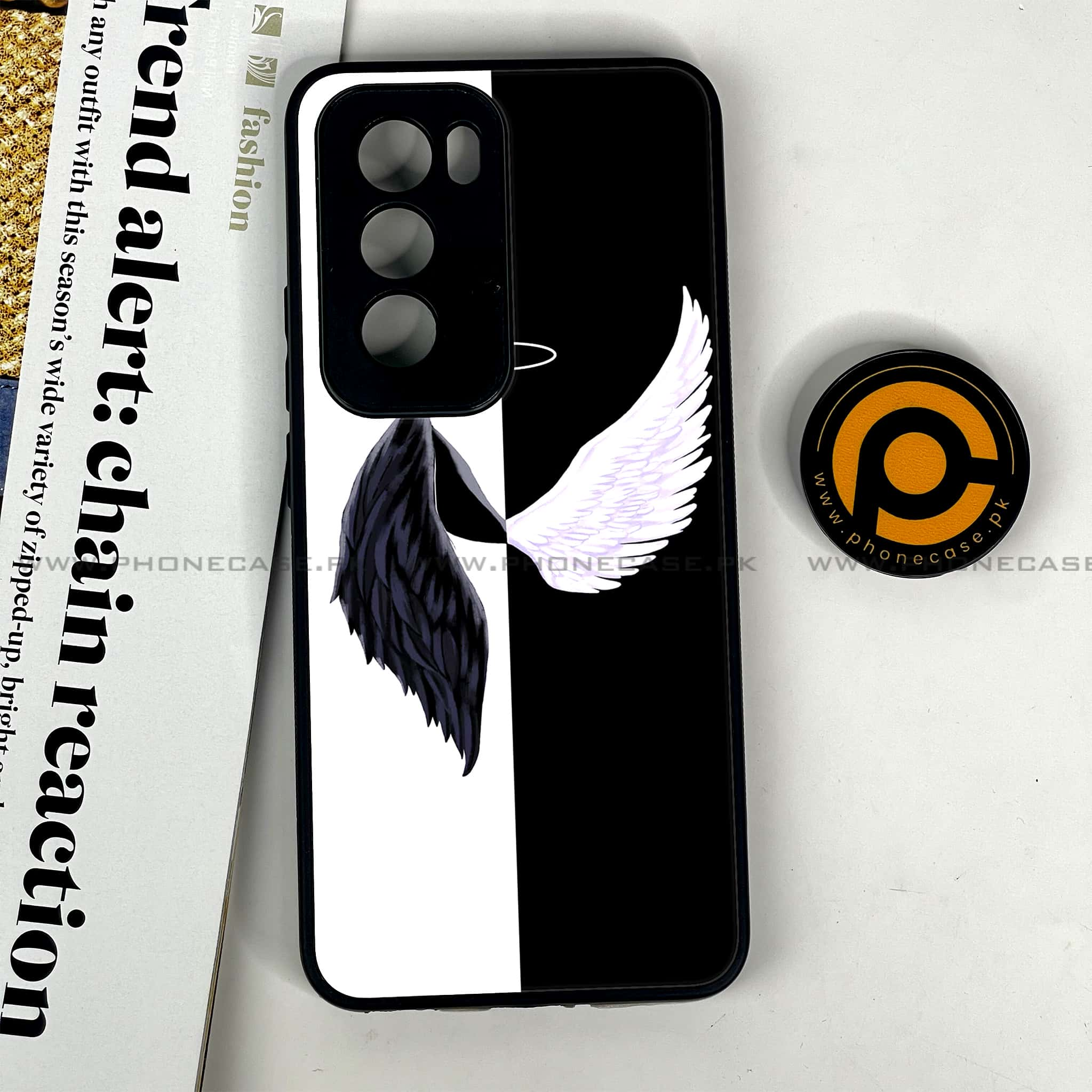 Oppo Reno 12 5G - Angel Wings 2.0 Series - Premium Printed Glass soft Bumper shock Proof Case