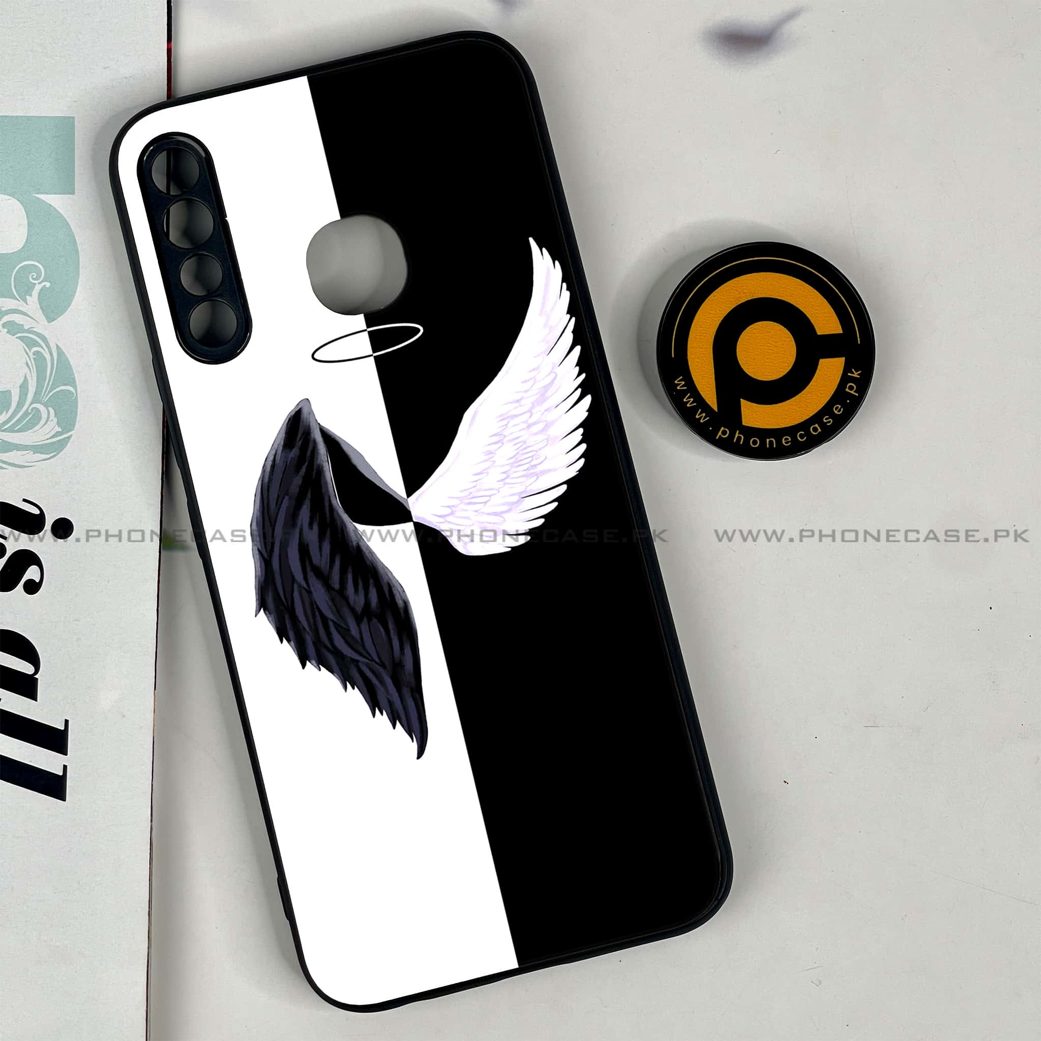 Infinix Hot 8 Lite - Angel Wings 2.0 Series - Premium Printed Glass soft Bumper shock Proof Case