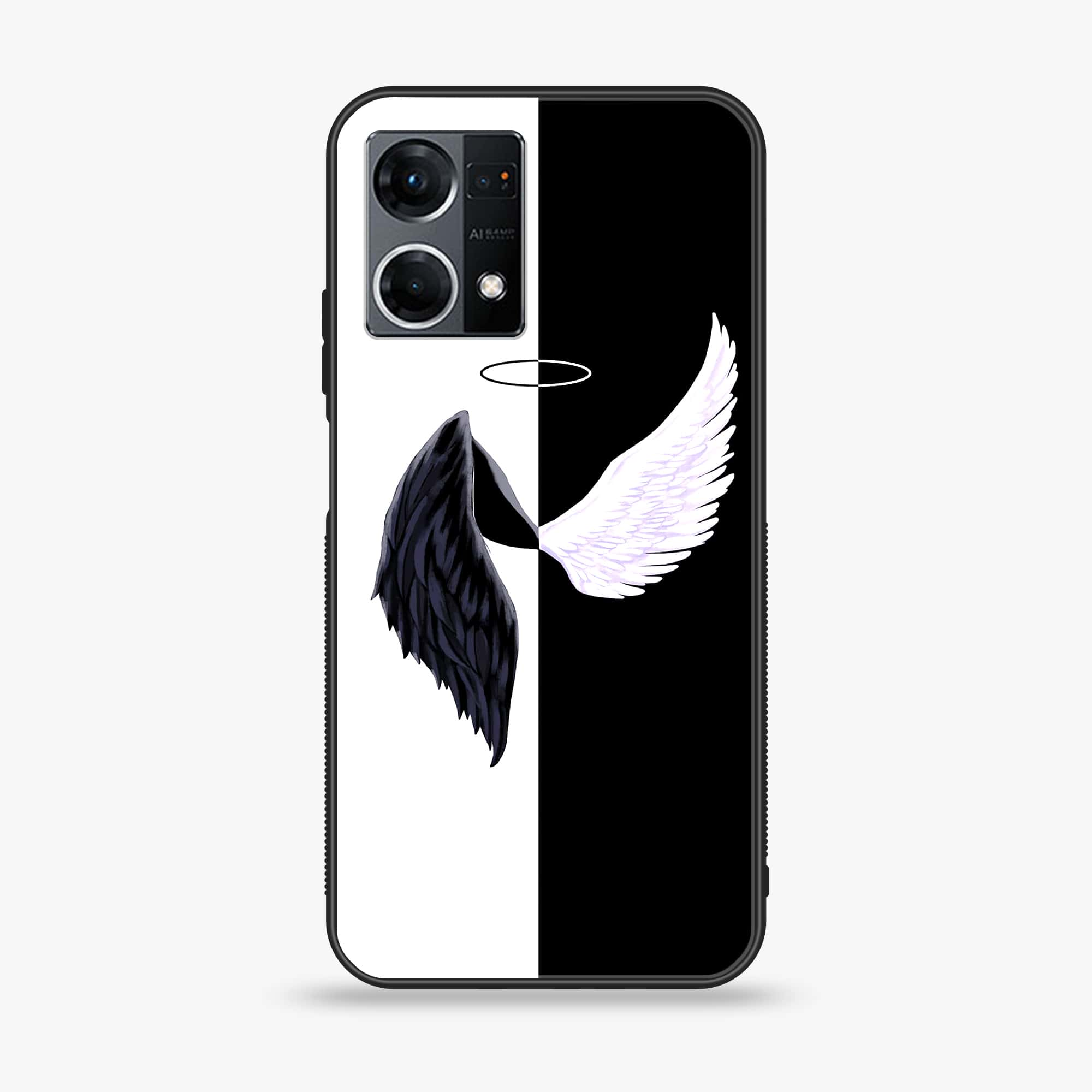 Oppo Reno 7 - Angel Wings 2.0 Series - Premium Printed Glass soft Bumper shock Proof Case