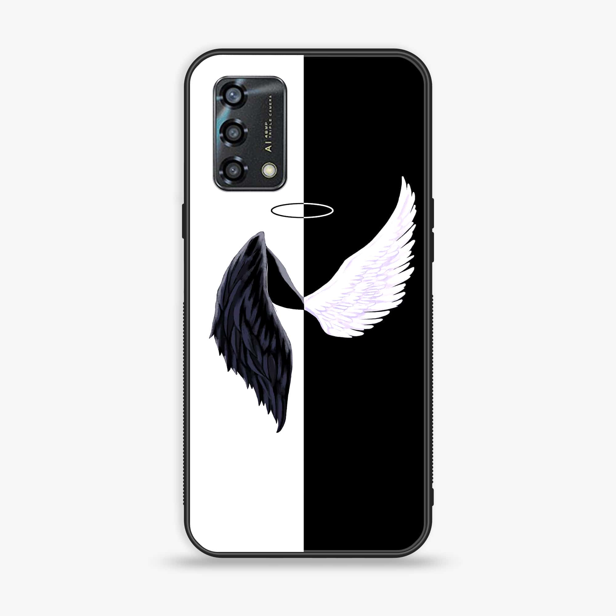 Oppo A95 - Angel Wings 2.0 Series - Premium Printed Glass soft Bumper shock Proof Case