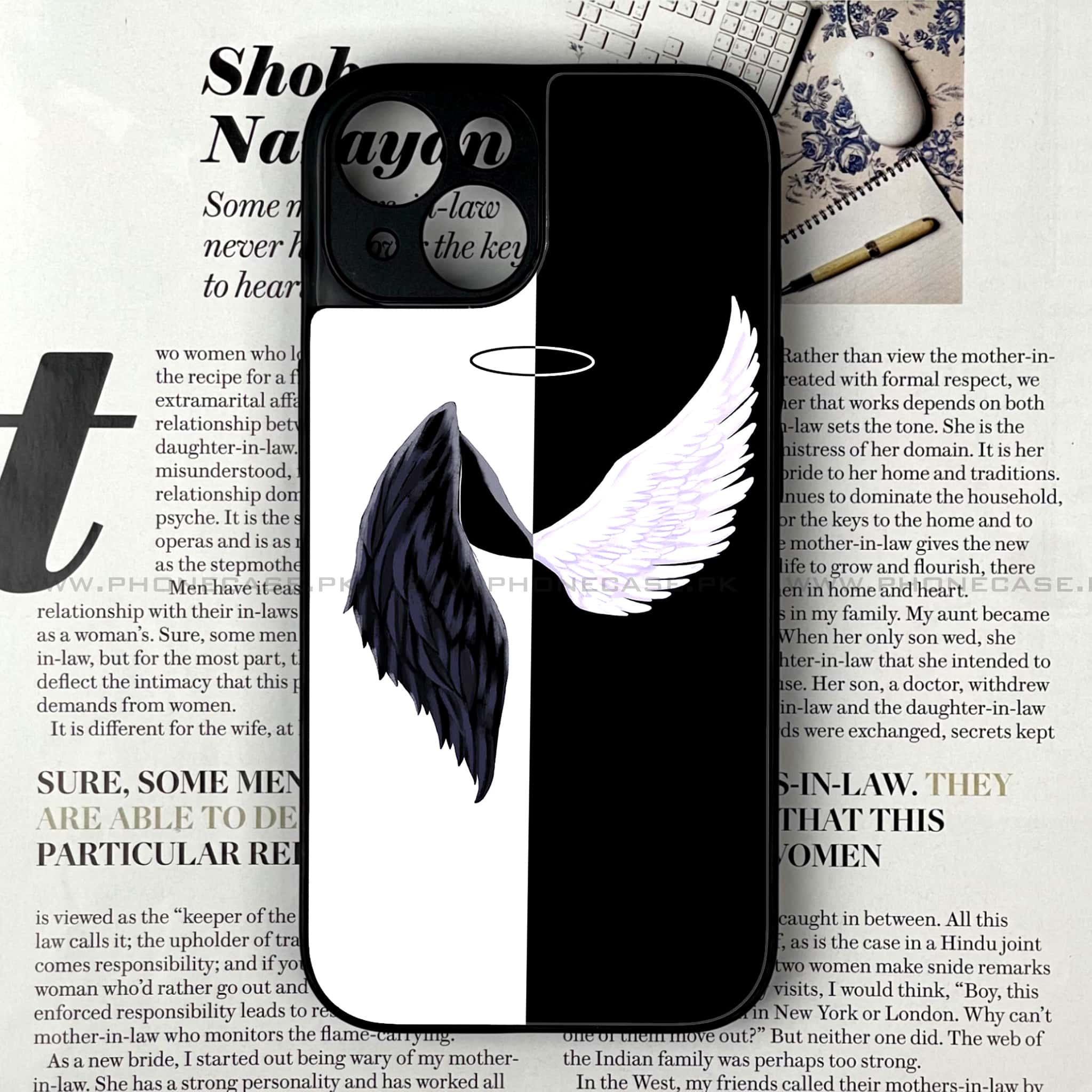 iPhone 14  - Angel Wings 2.0 Series - Premium Printed Glass soft Bumper shock Proof Case