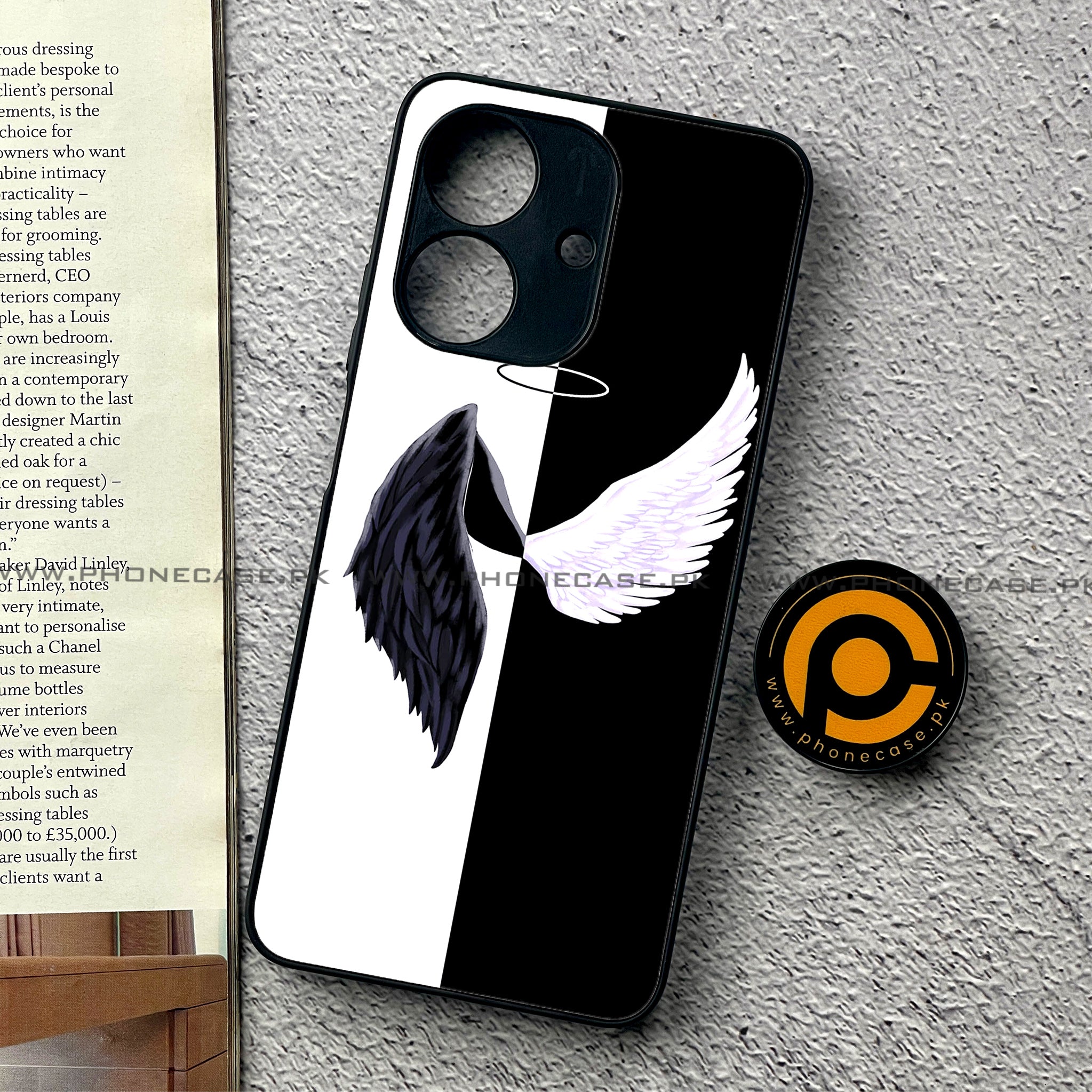 Realme Note 60 - Angel Wings 2.0 Series - Premium Printed Glass soft Bumper shock Proof Case