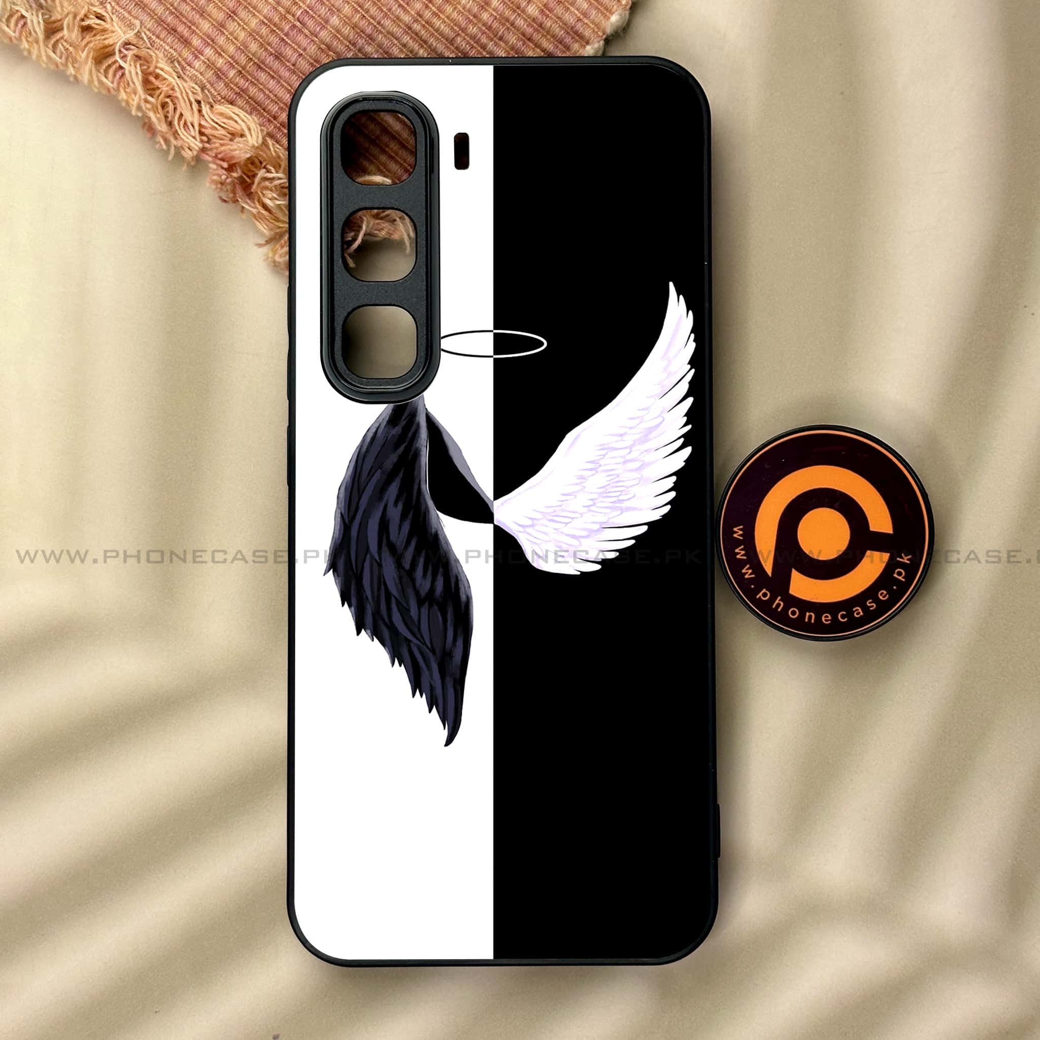 Infinix Hot 60 Pro - Angel Wings 2.0 Series - Premium Metal Printed soft Bumper shock Proof Case