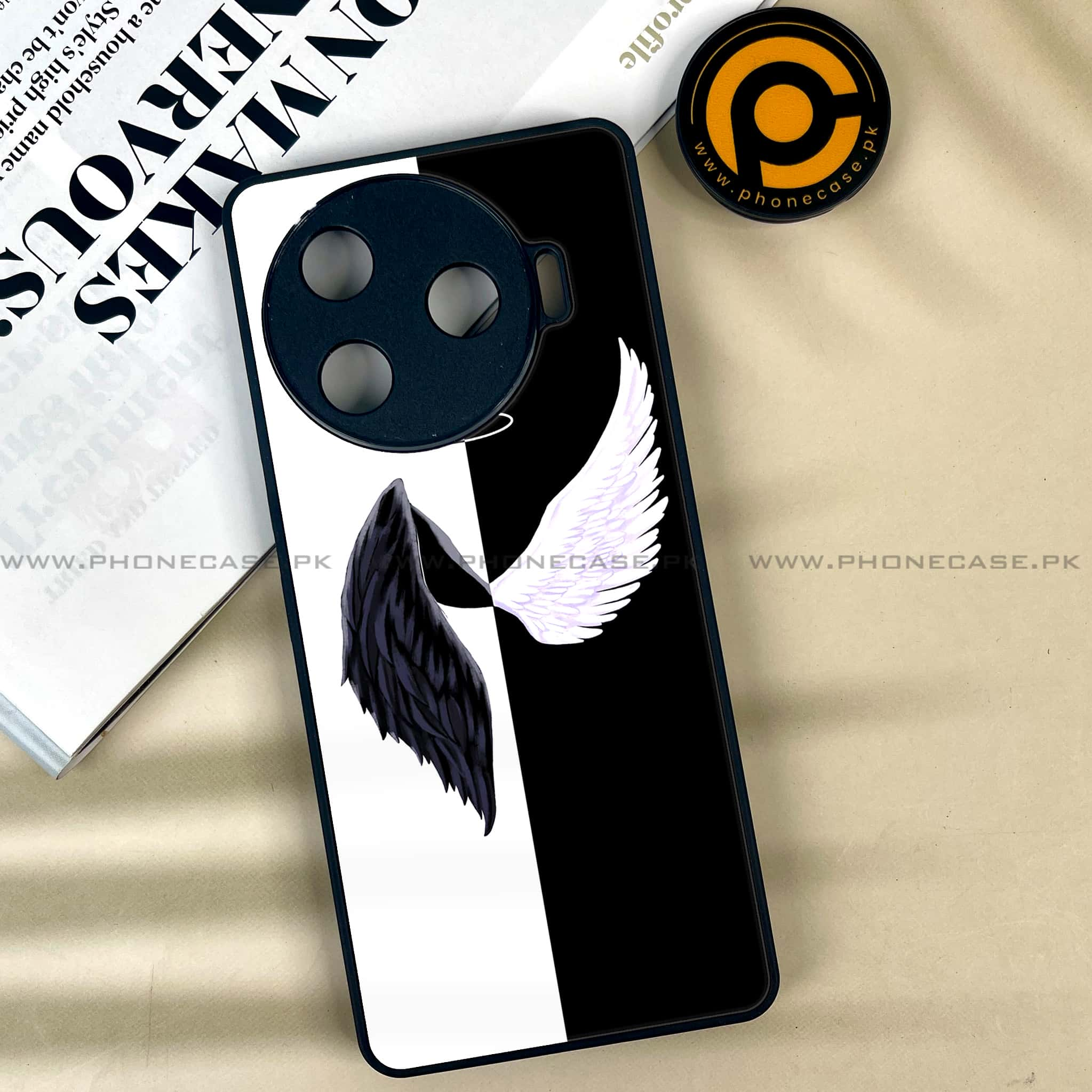 Tecno Camon 30 Pro - Angel Wings 2.0 Series - Premium Printed Glass soft Bumper shock Proof Case