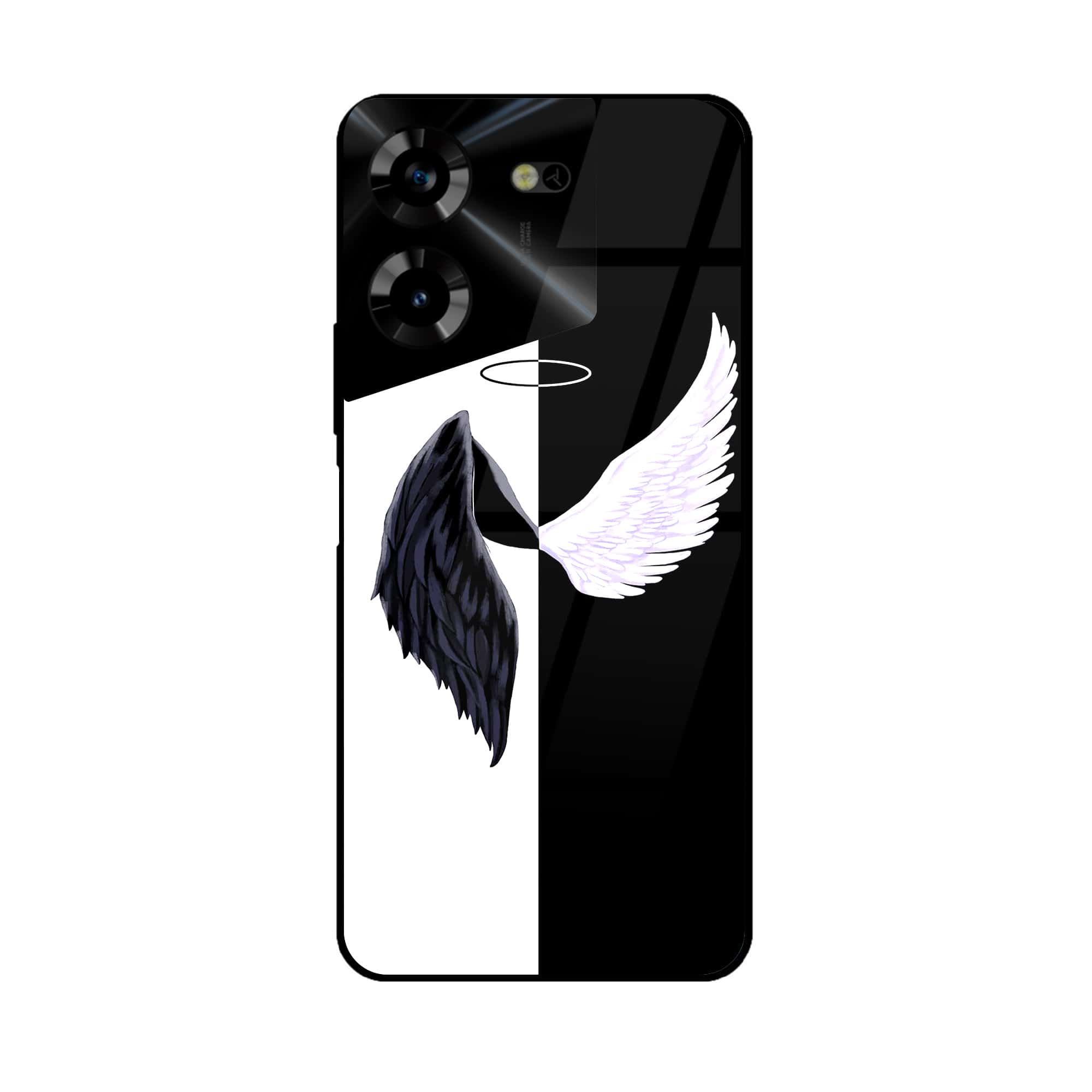 Tecno Pova 5 Pro - Angel wings 2.0 Series - Premium Printed Glass soft Bumper shock Proof Case