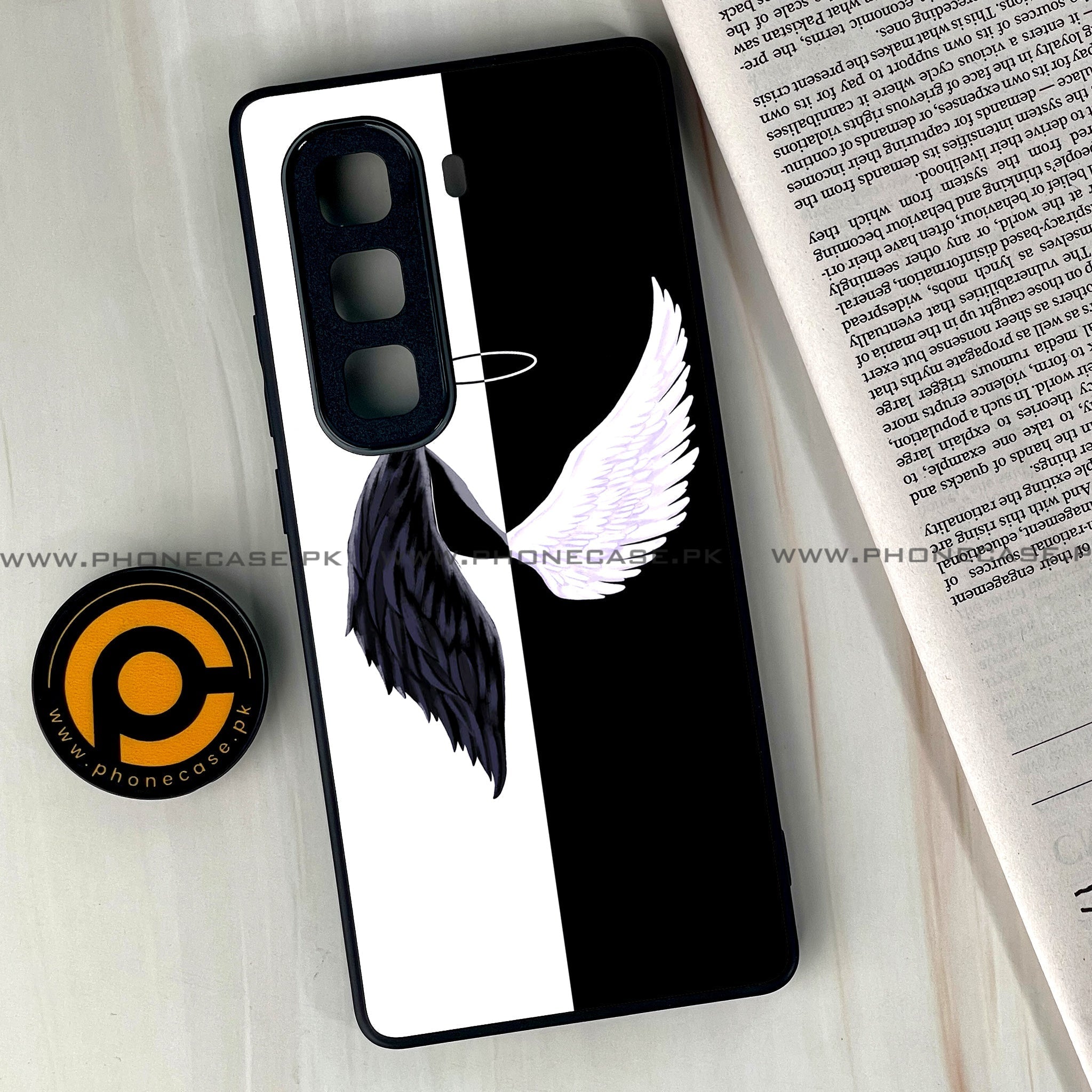 Infinix Hot 60  - Angel Wings 2.0 Series - Premium Metal Printed soft Bumper shock Proof Case