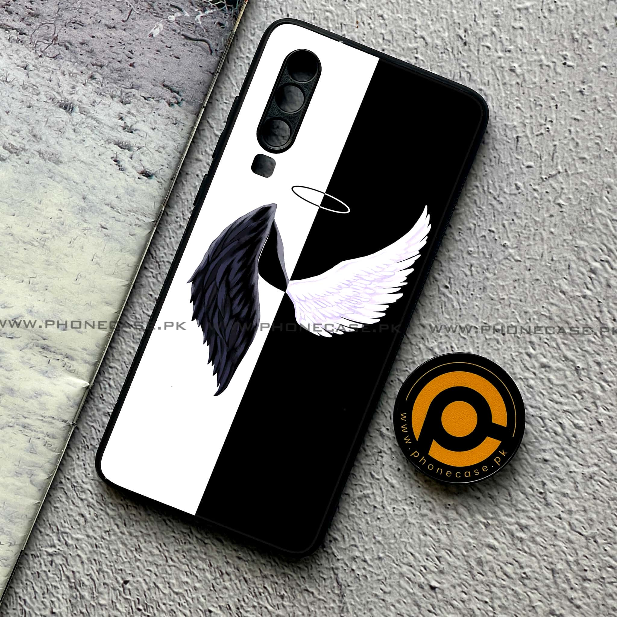 Huawei P30 - Angel Wings 2.0 Series - Premium Printed Glass soft Bumper shock Proof Case