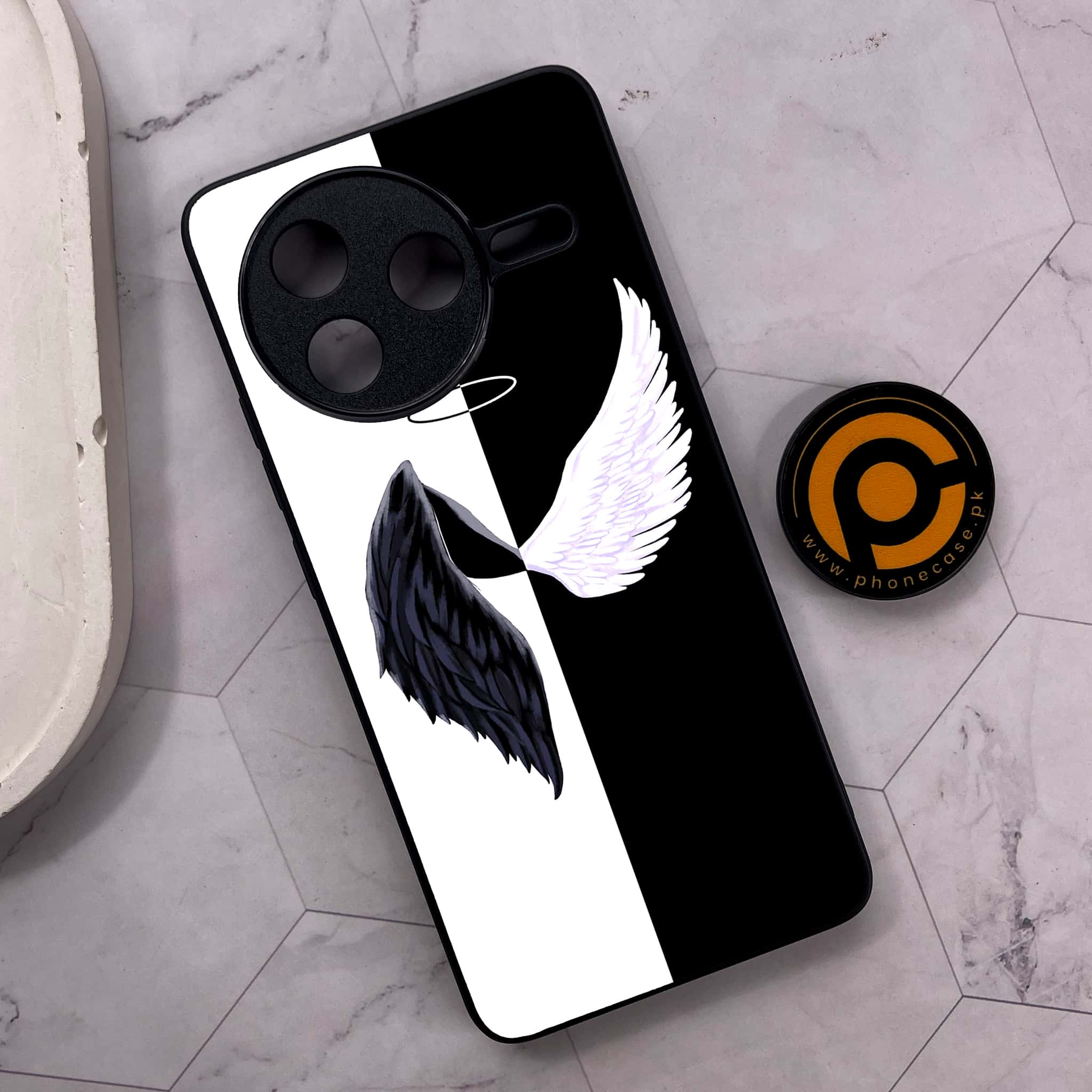 Xiaomi Poco F7 Pro 5G - Angel Wings 2.0 Series - Premium Metal Printed soft Bumper shock Proof Case