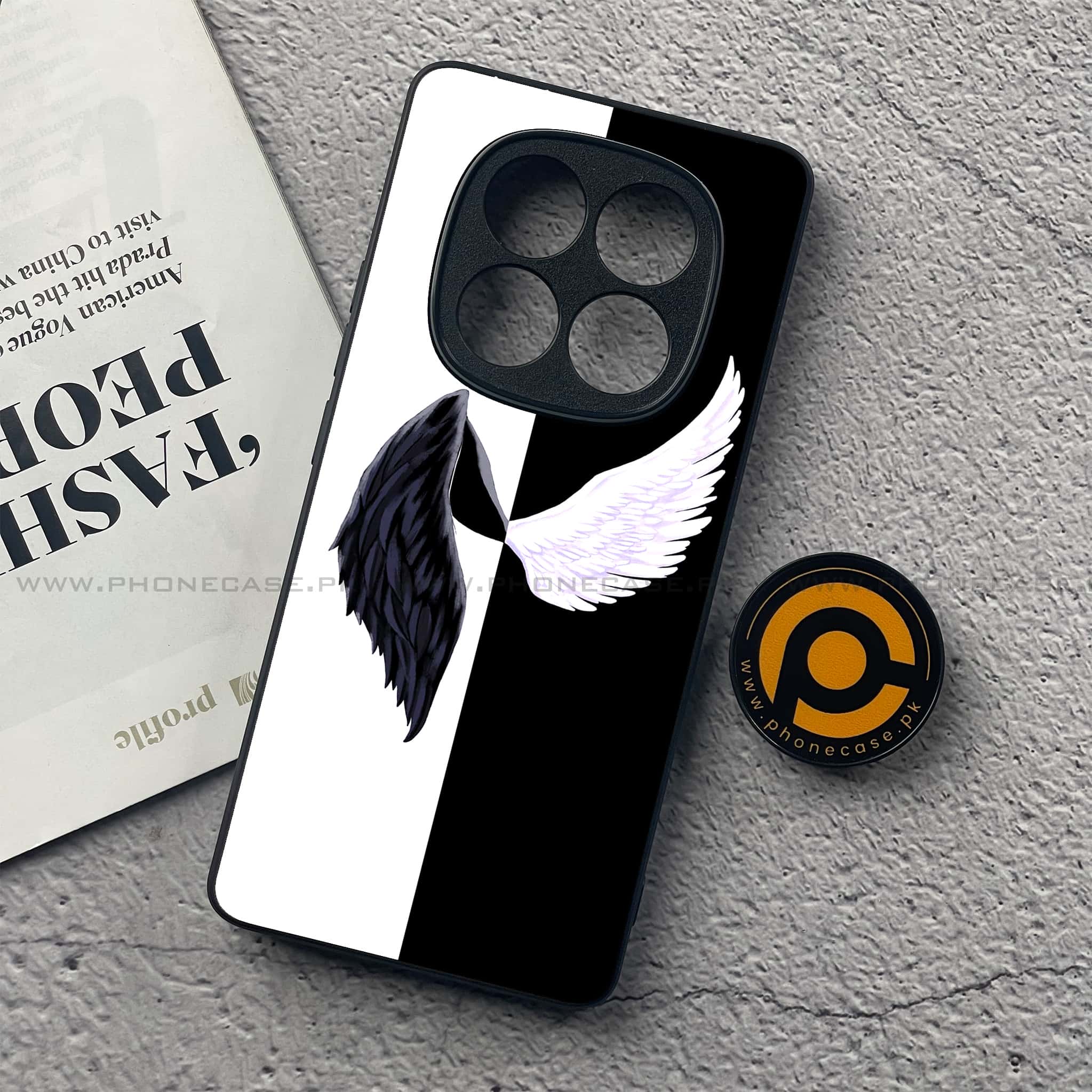 Redmi Note 14 Pro Plus 5G - Angel Wings 2.0 Series - Premium Printed Glass soft Bumper shock Proof Case
