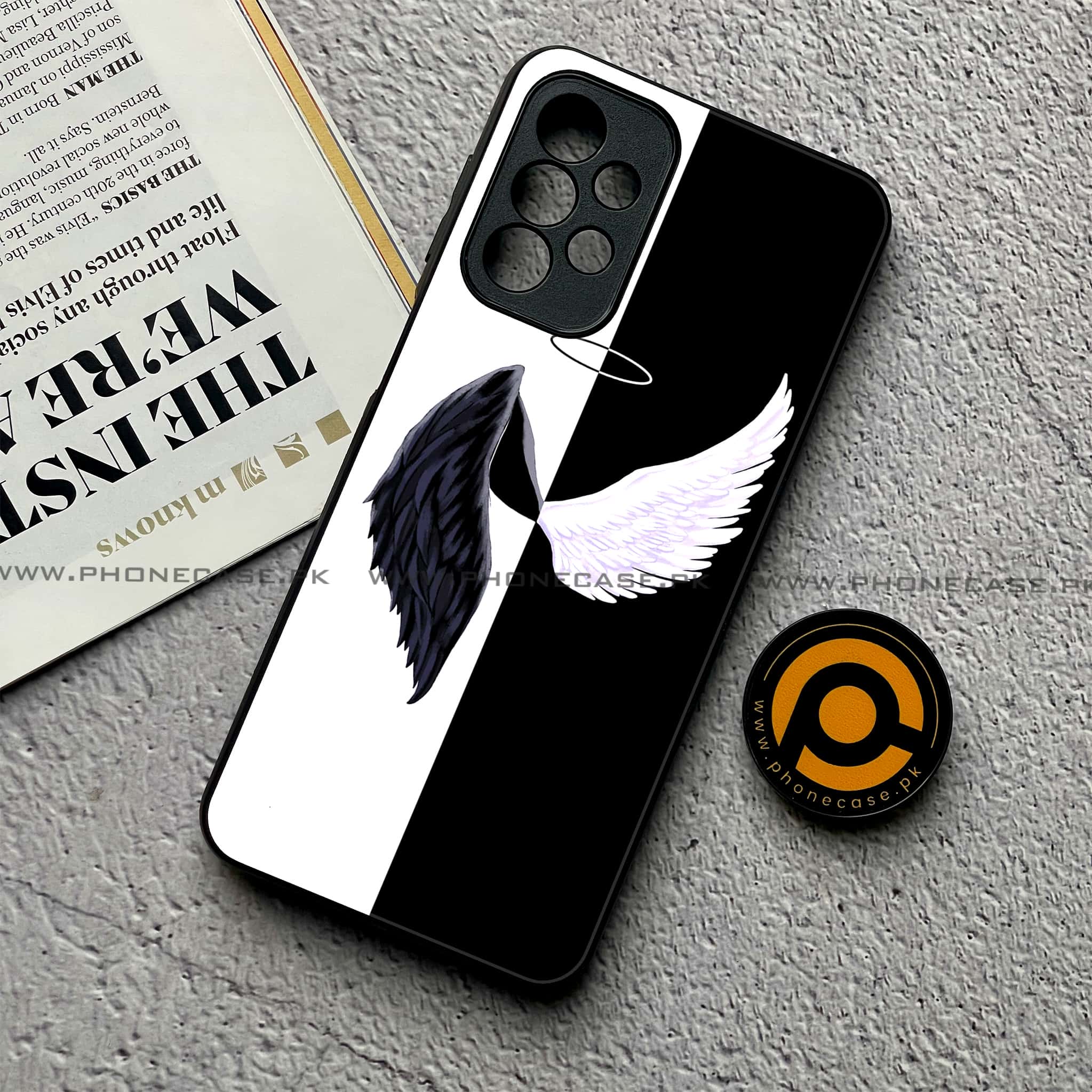 Samsung Galaxy A23- Angel Wings 2.0 Series - Premium Printed Glass soft Bumper shock Proof Case