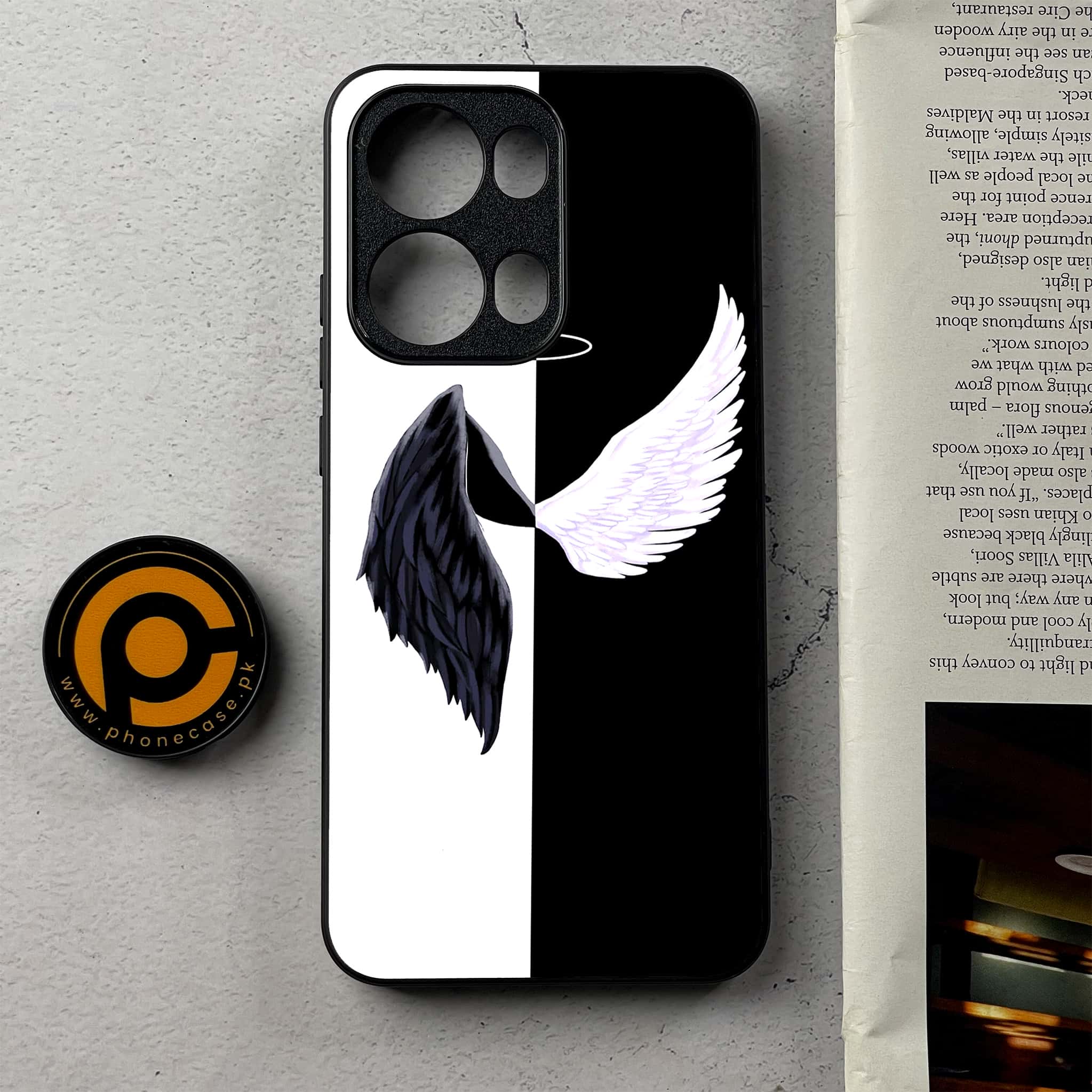 Oppo Reno 13 Pro - Angel Wings 2.0 Series - Premium Metal Printed Soft Bumper Shockproof Case