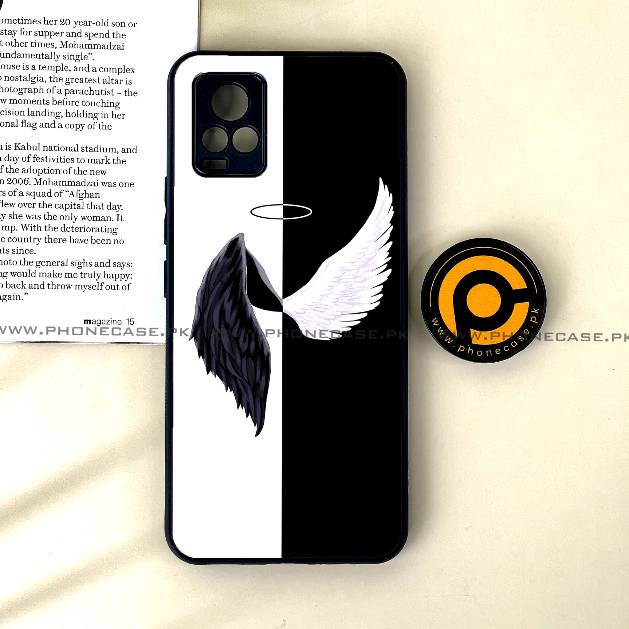 Vivo V20 - Angel Wings 2.0  Series - Premium Printed Glass soft Bumper shock Proof Case