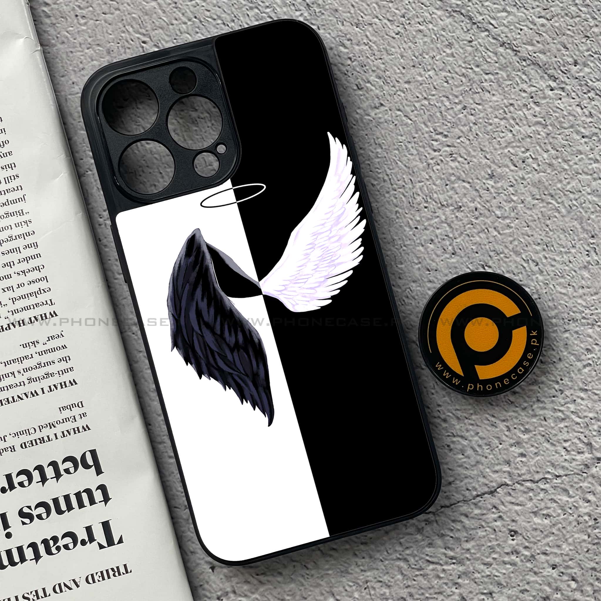 iPhone 15 Pro - Angel Wings 2.0 Series - Premium Printed Glass soft Bumper shock Proof Case