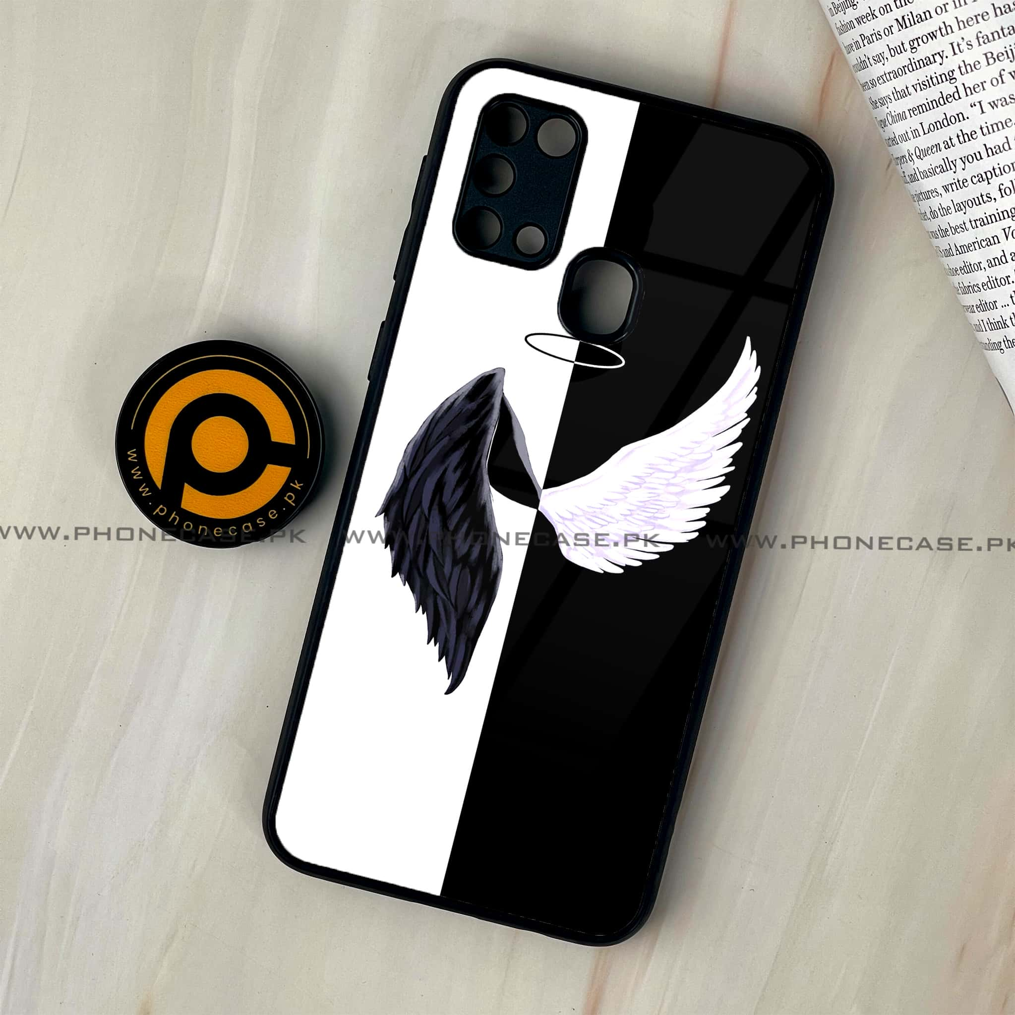 Galaxy M31 - Angel Wings 2.0 Series - Premium Printed Glass soft Bumper shock Proof Case