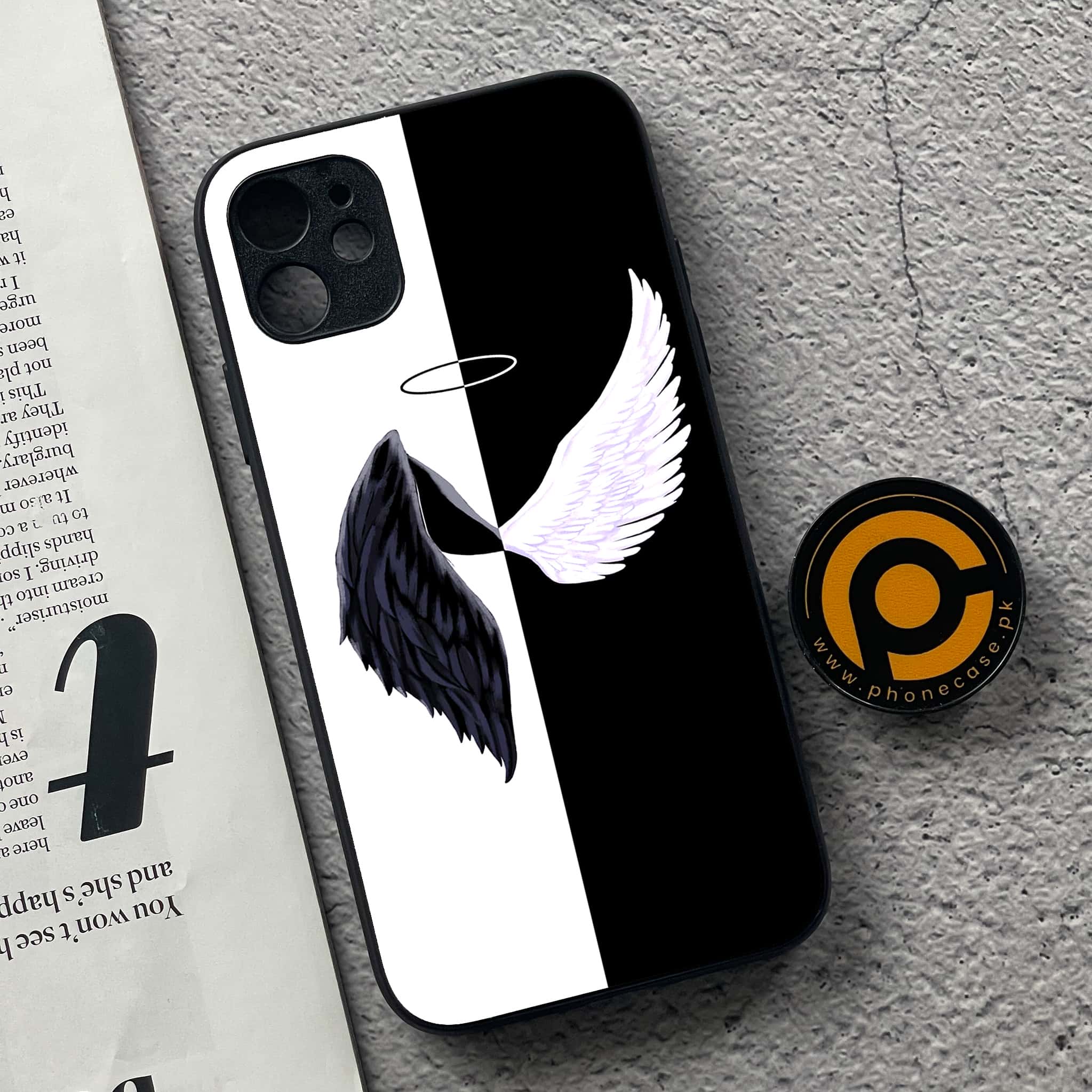 iPhone 11 Angel Wing 2.0  Series  Premium Printed Glass soft Bumper shock Proof Case