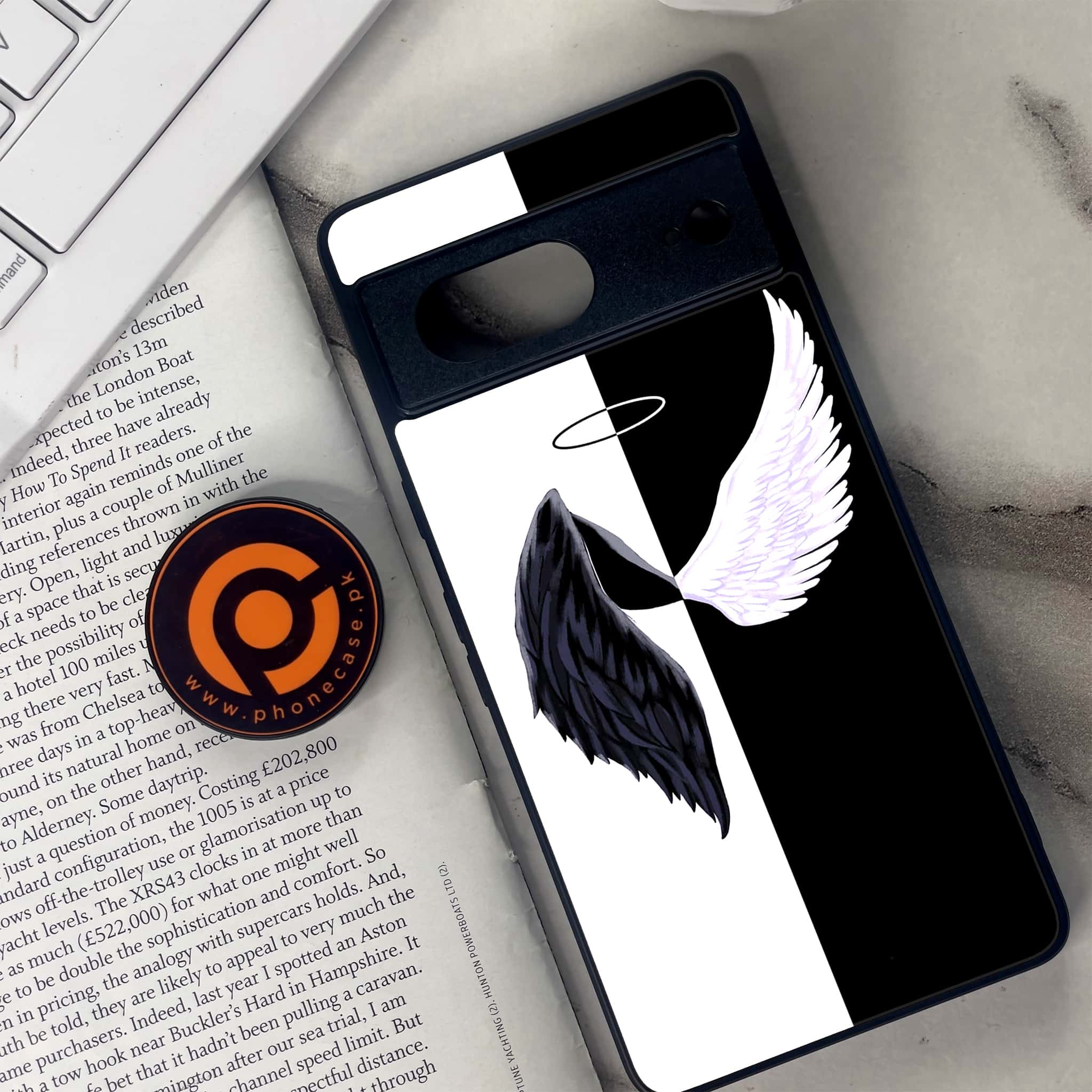 Google Pixel 7 - Angel Wings 2.0 Series - Premium Metal Printed soft Bumper Shock Proof Case