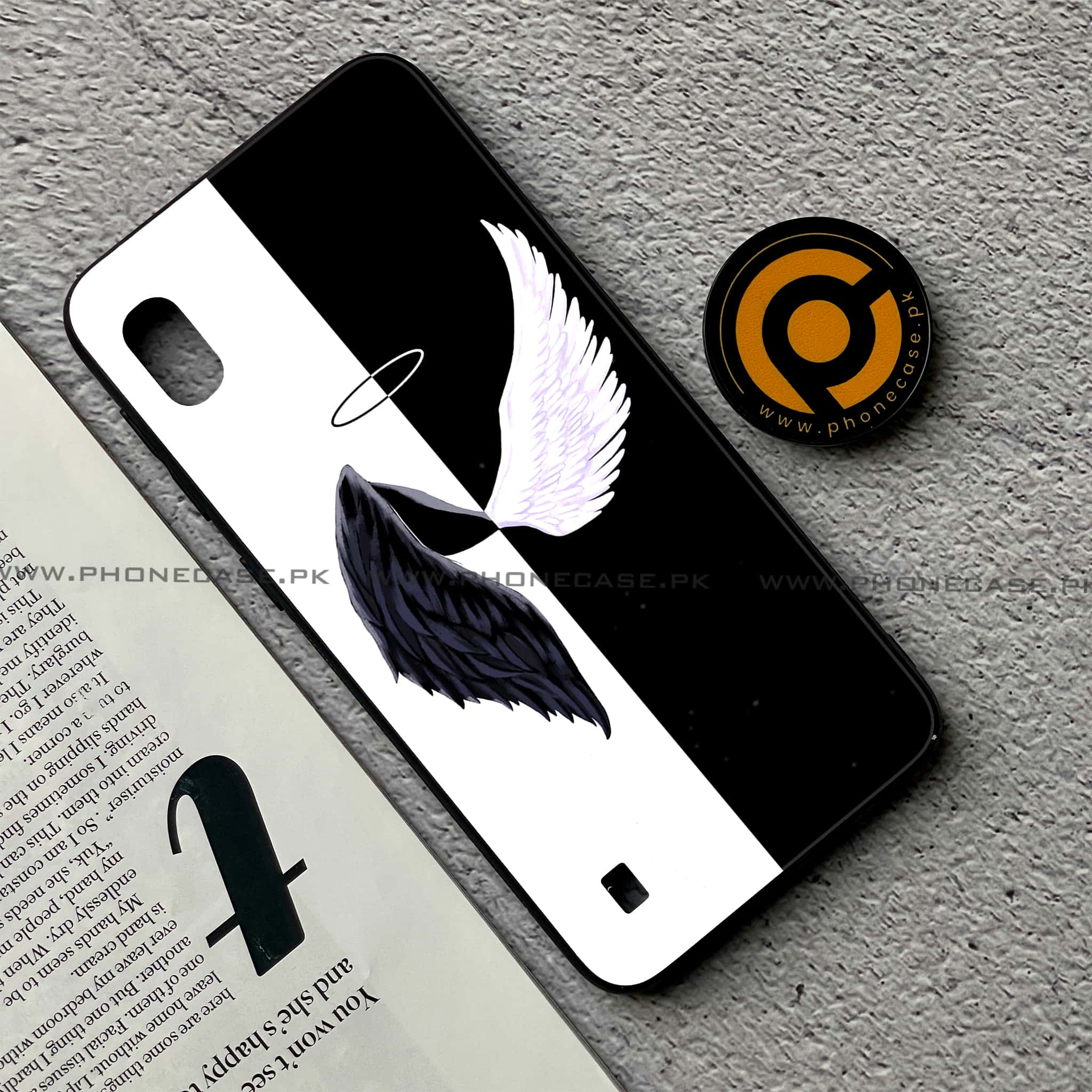 Samsung Galaxy A10 - Angel Wings 2.0 Series - Premium Printed Glass soft Bumper shock Proof Case