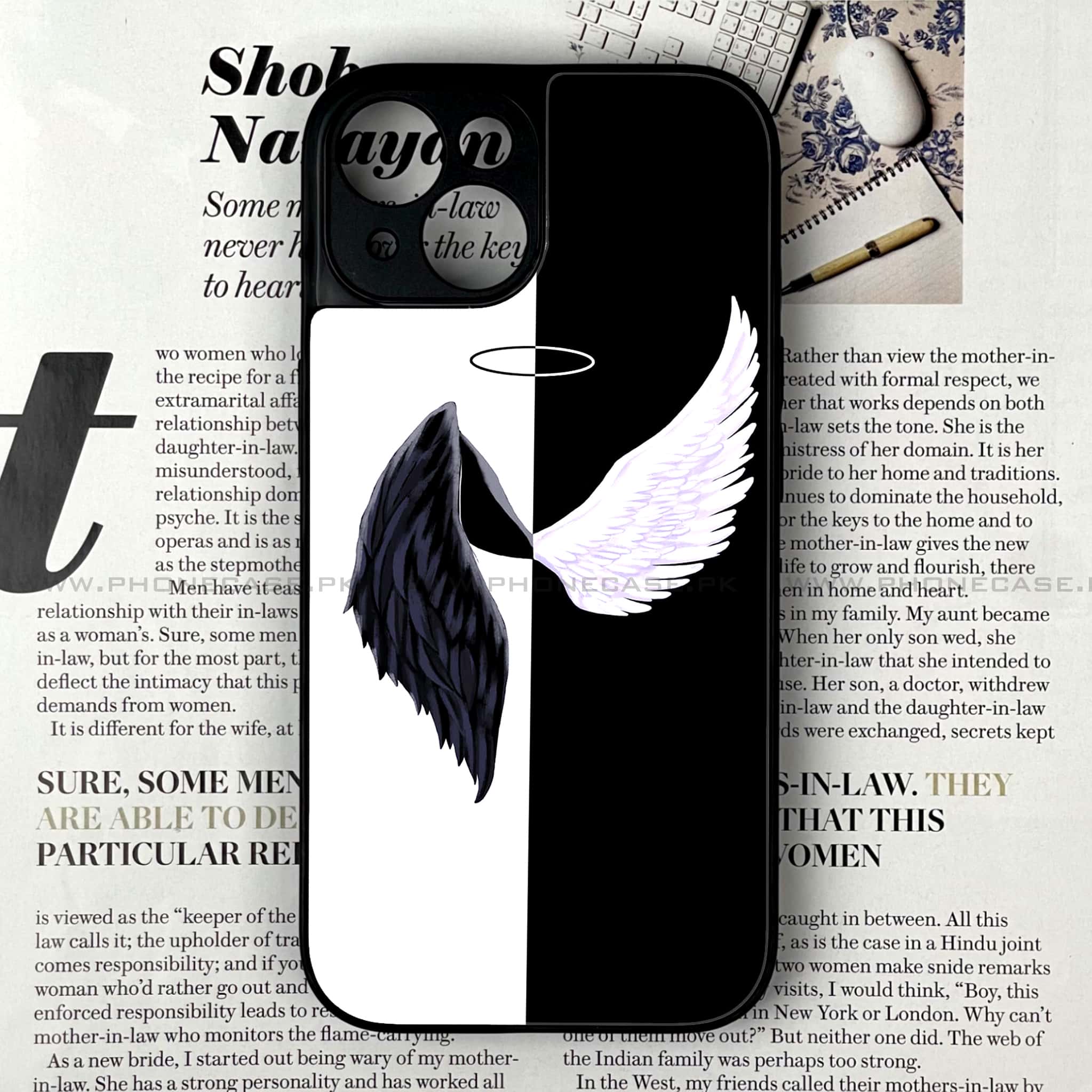 iPhone 15 - Angel Wings 2.0 Series - Premium Printed Glass soft Bumper shock Proof Case