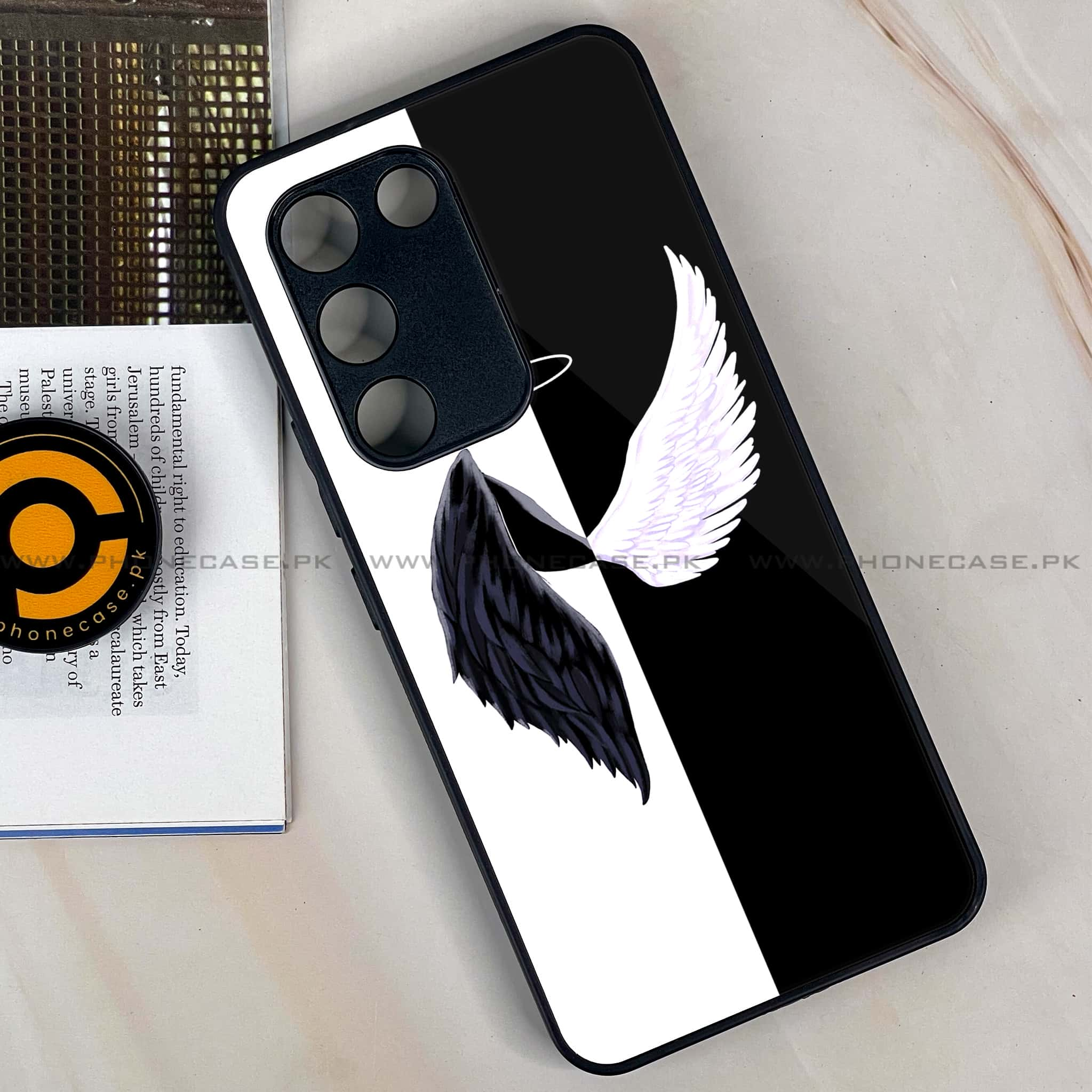 Vivo Y100 - Angel Wings 2.0 Series - Premium Printed Glass soft Bumper shock Proof Case