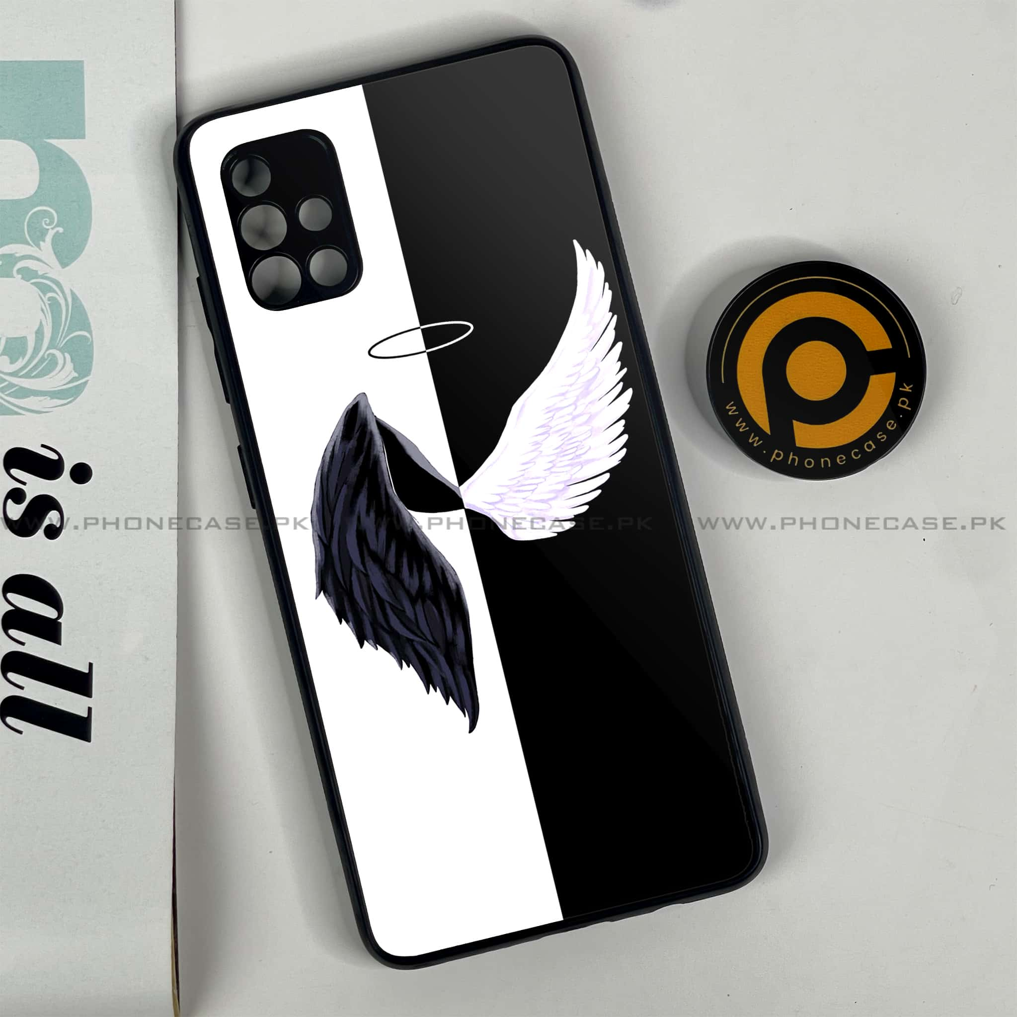 Samsung Galaxy A51 Angel Wings 2.0  Series Premium Printed Glass soft Bumper shock Proof Case