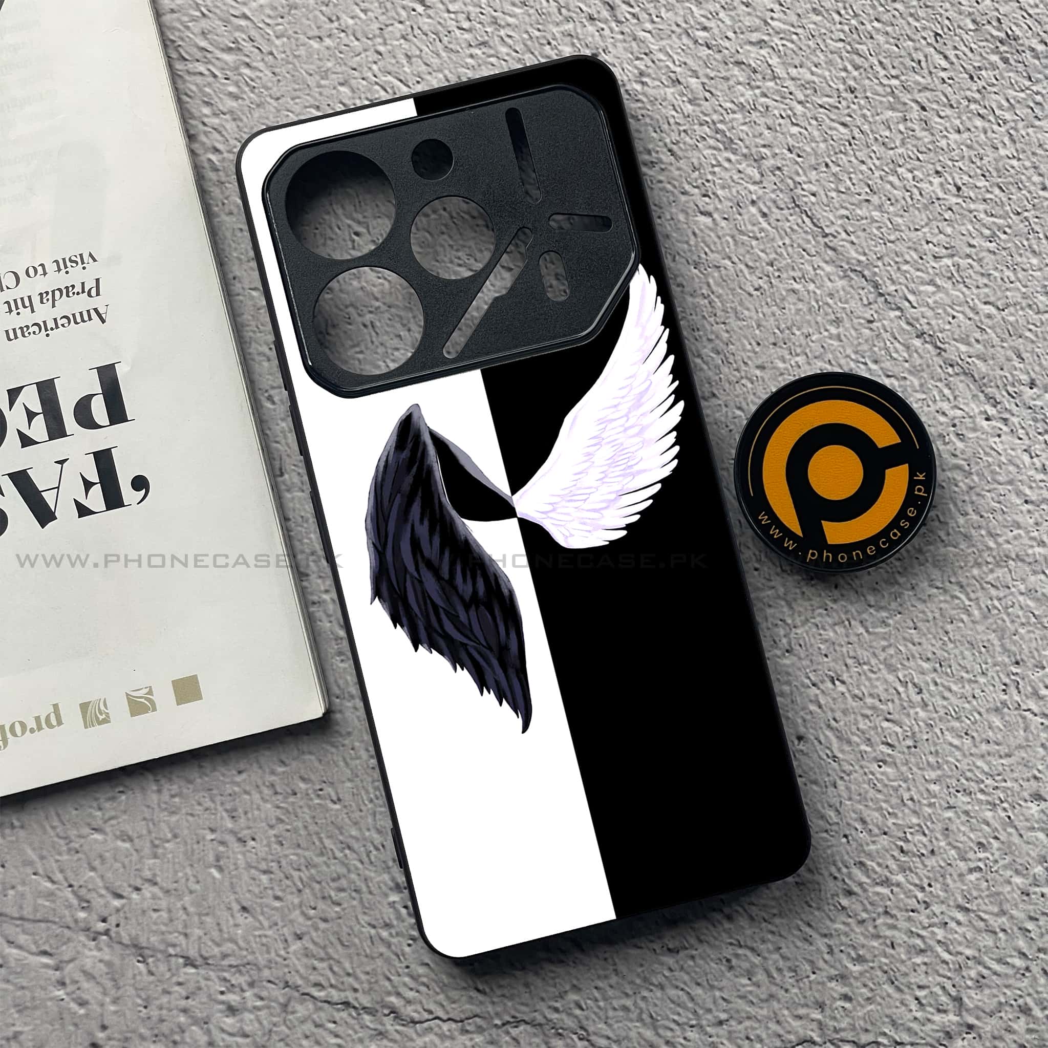 Tecno Pova 6 - Angel Wings 2.0 Series - Premium Printed Glass soft Bumper shock Proof Case