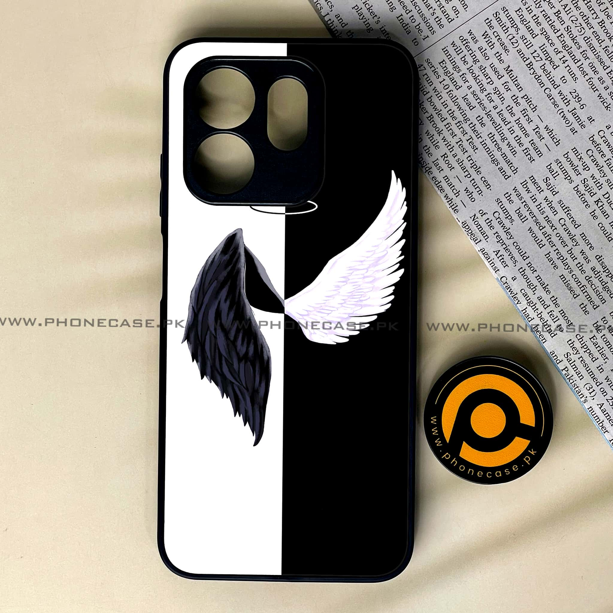 Infinix Hot 50i - Angel Wings 2.0 Series - Premium Printed Glass soft Bumper shock Proof Case