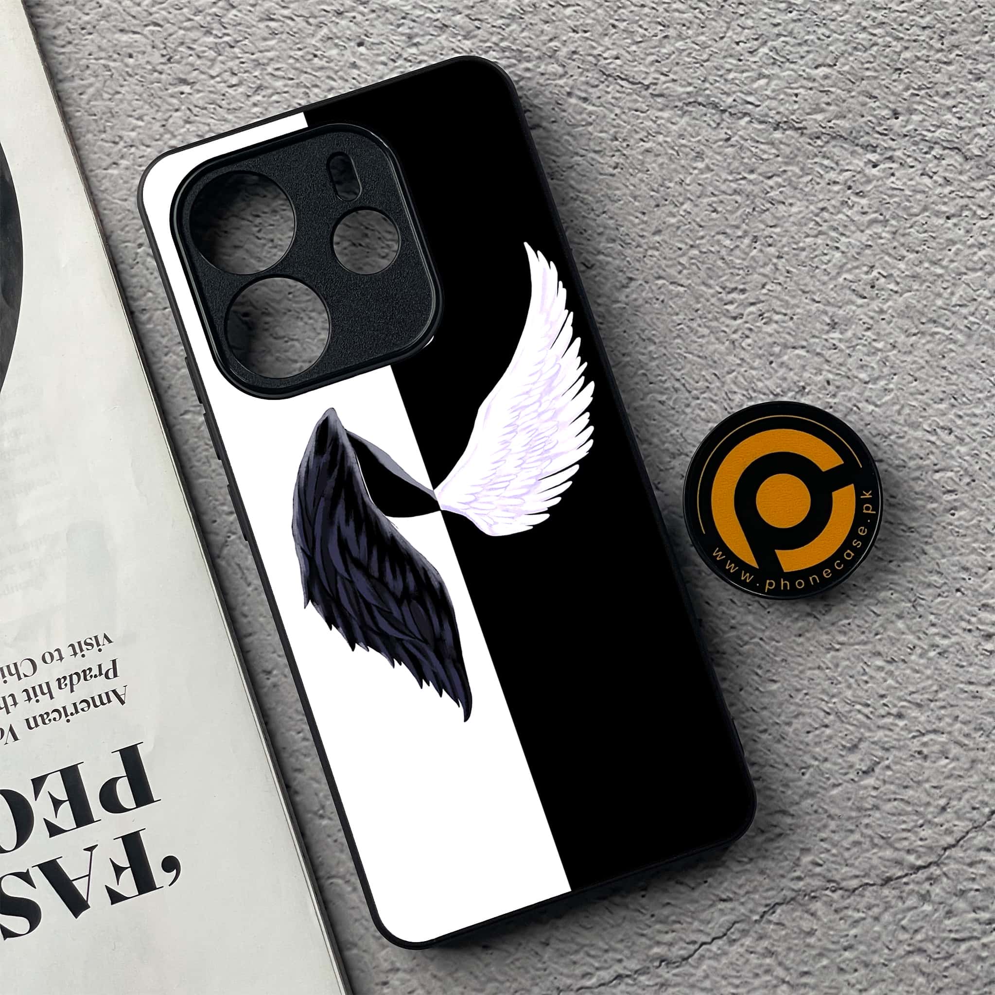 Xiaomi Redmi Note 14 - Angel Wings 2.0 Series - Premium Printed Glass soft Bumper shock Proof Case