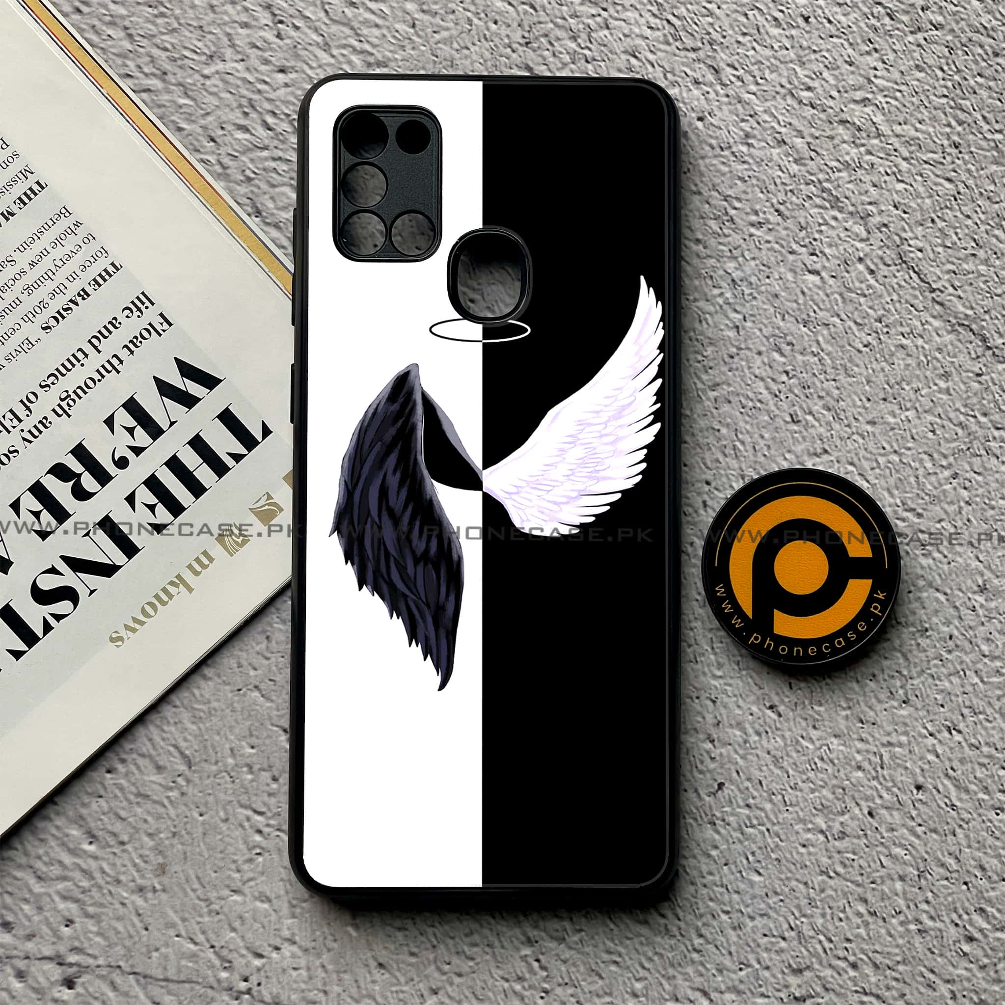 Samsung Galaxy A21s - Angel Wings 2.0 Series - Premium Printed Glass soft Bumper shock Proof Case
