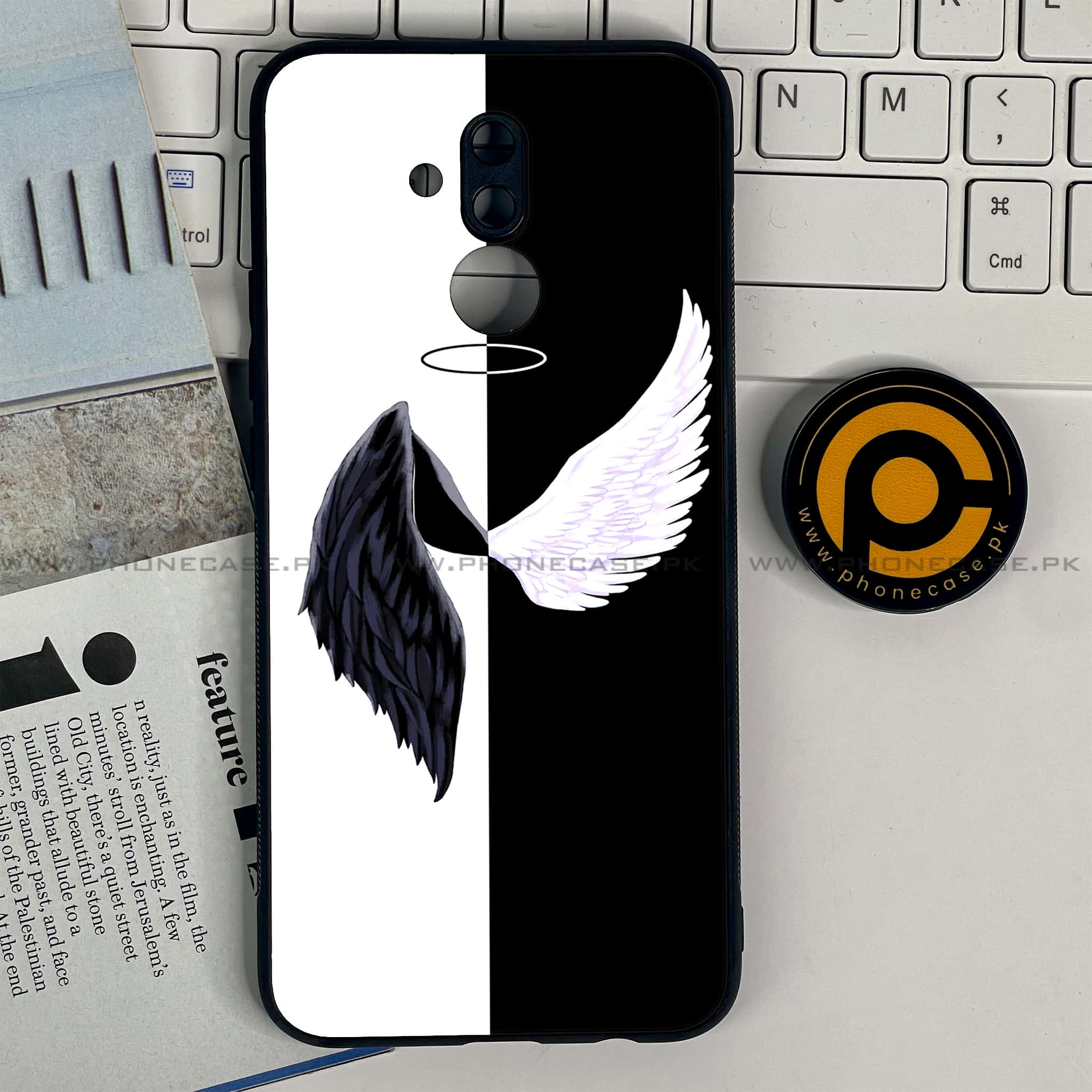 Huawei Mate 20 Lite - Angel Wings 2.0 Series - Premium Printed Glass soft Bumper shock Proof Case