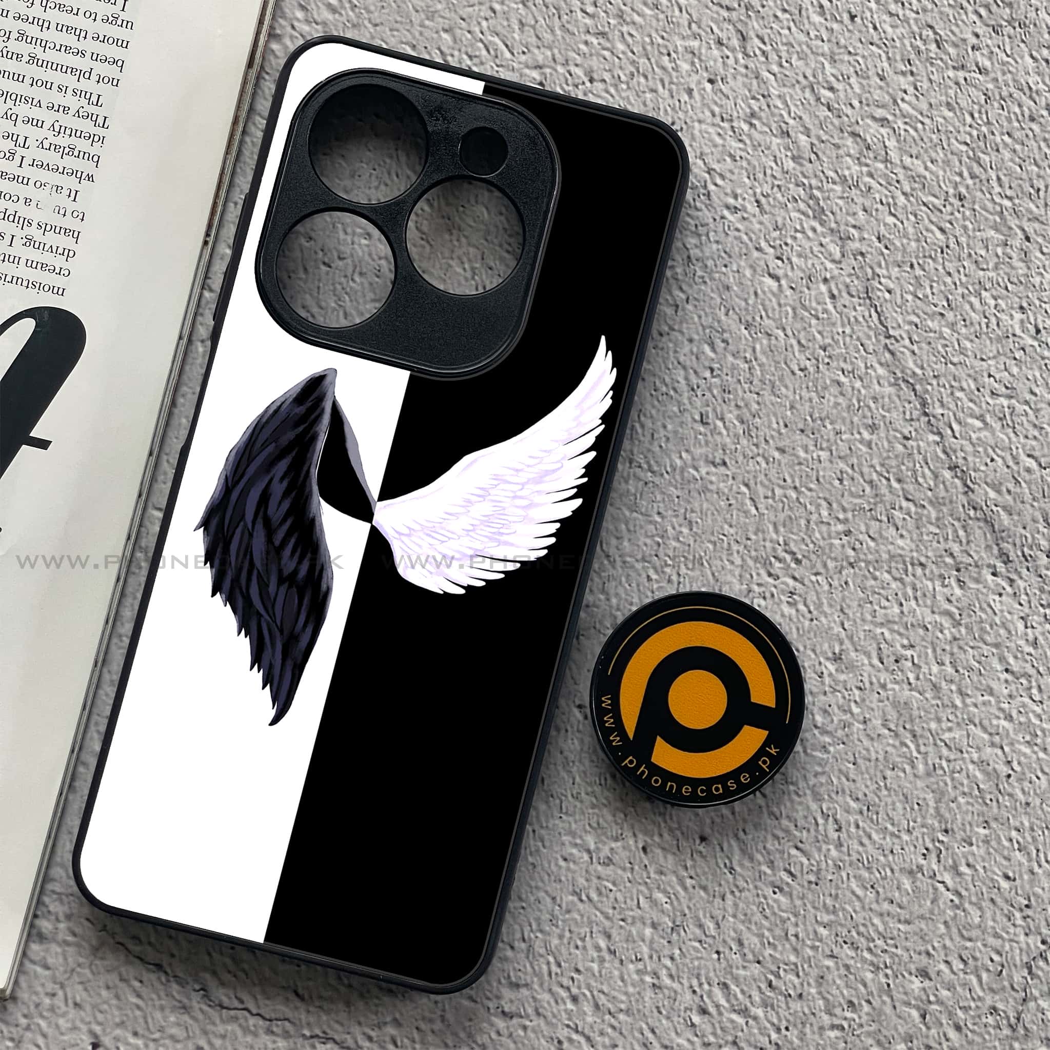 Tecno Spark 20C - Angel Wings 2.0 Series - Premium Printed Glass soft Bumper shock Proof Case