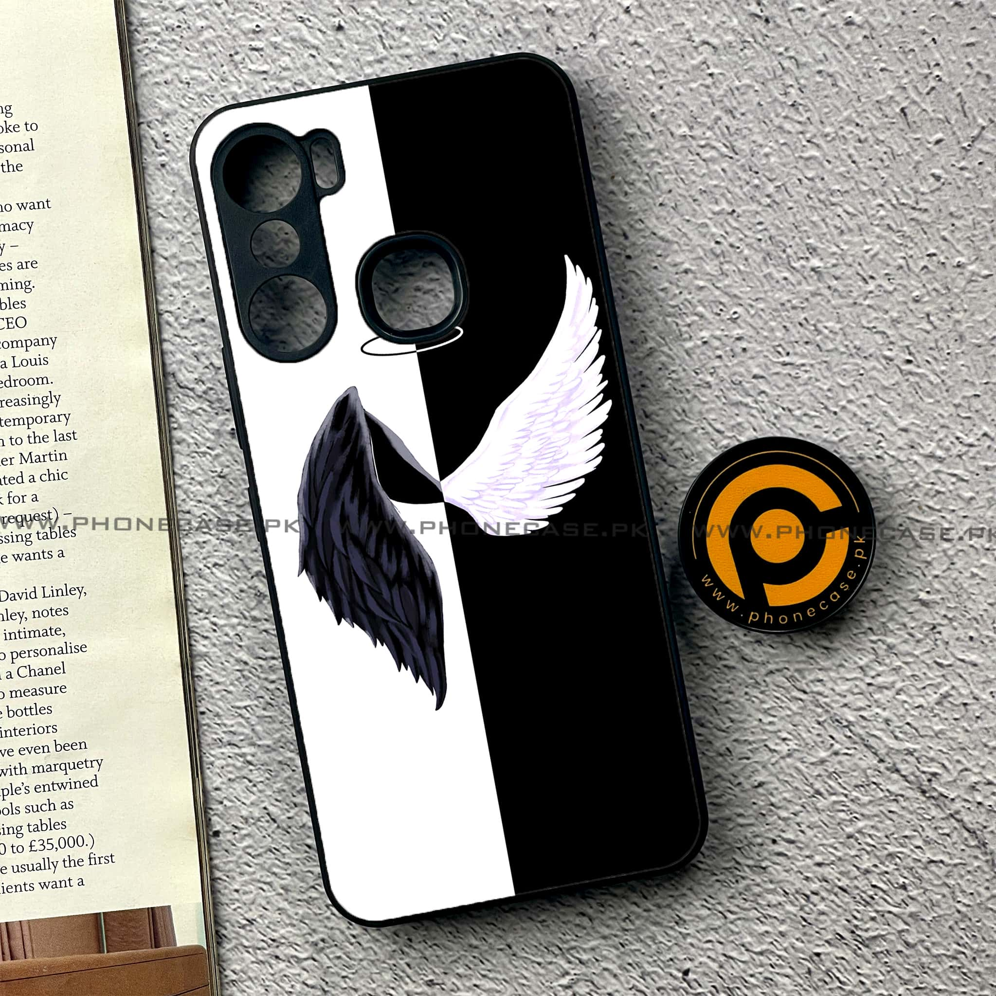 Infinix Hot 12 Pro - Angel Wings 2.0 Series - Premium Printed Glass soft Bumper shock Proof Case