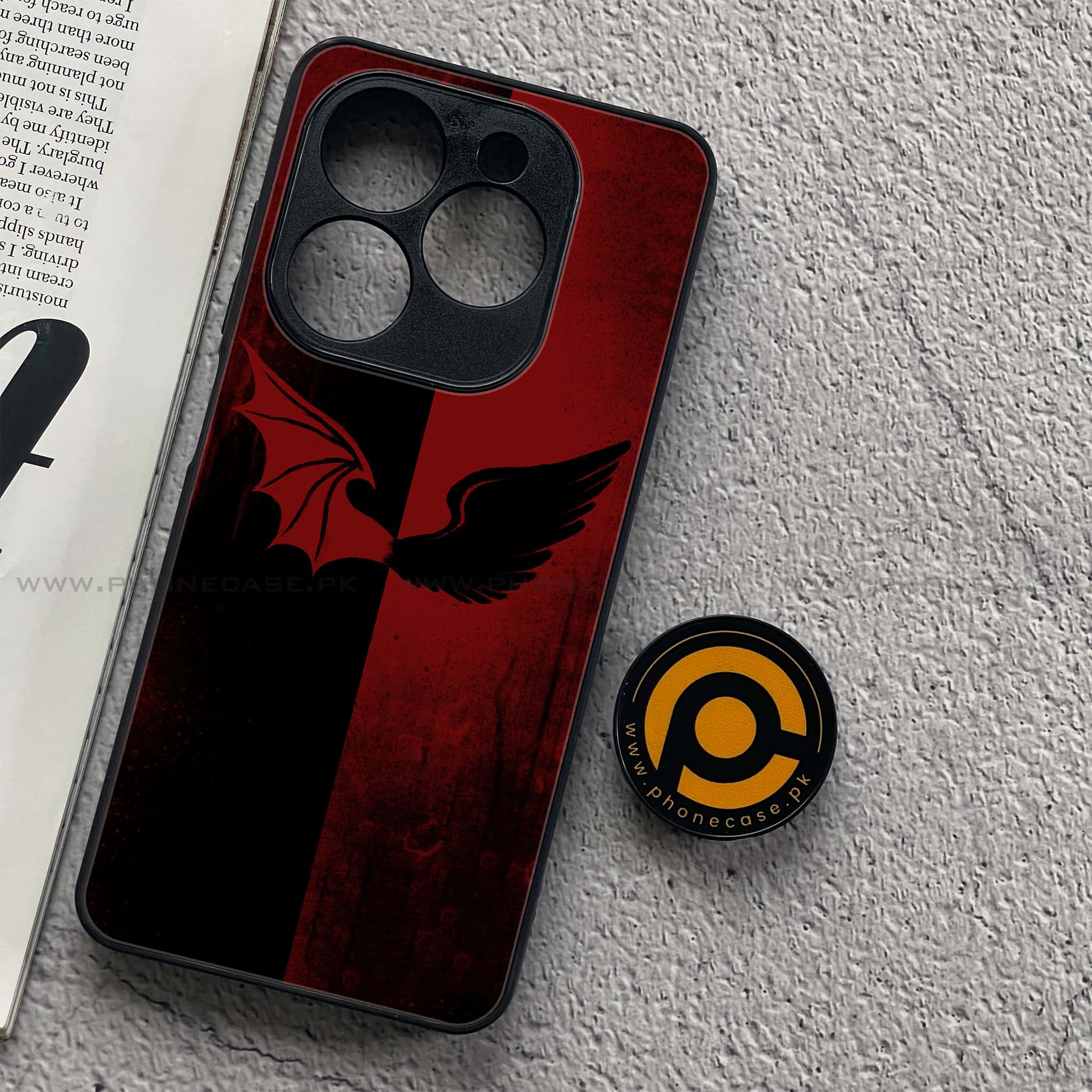 Tecno Spark 20C - Angel Wings 2.0 Series - Premium Printed Glass soft Bumper shock Proof Case