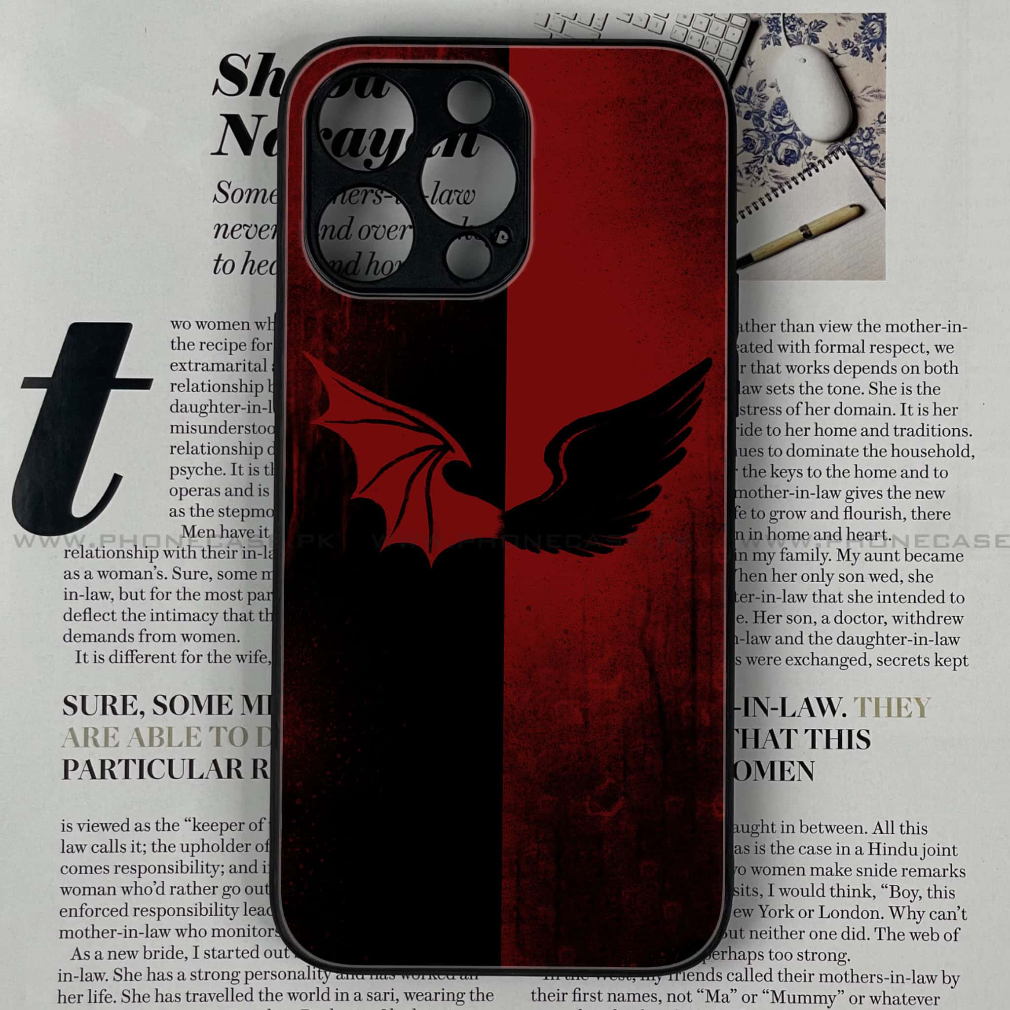 iPhone 15 Pro Max - Angel Wings 2.0 Series - Premium Printed Glass soft Bumper shock Proof Case