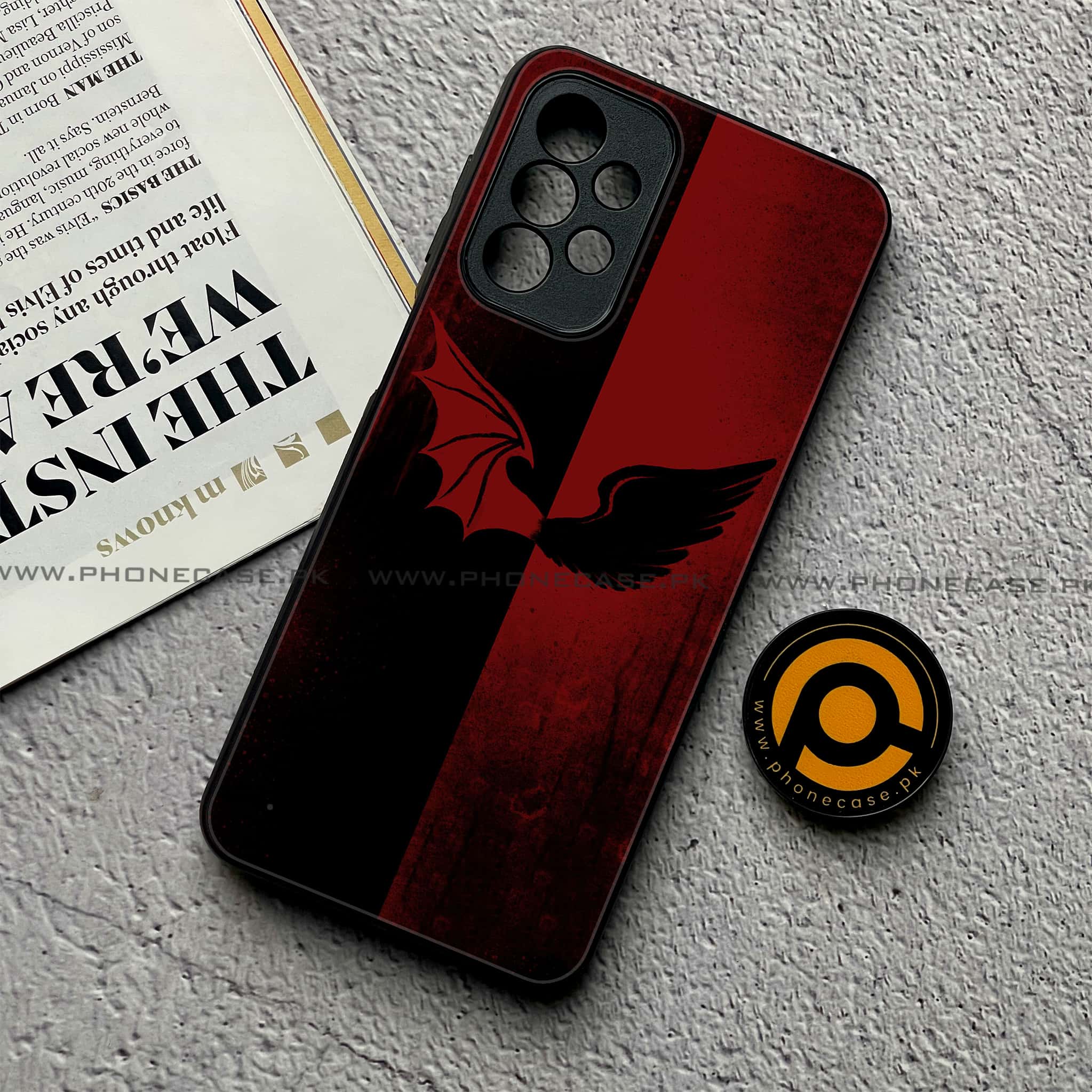 Samsung Galaxy A23- Angel Wings 2.0 Series - Premium Printed Glass soft Bumper shock Proof Case