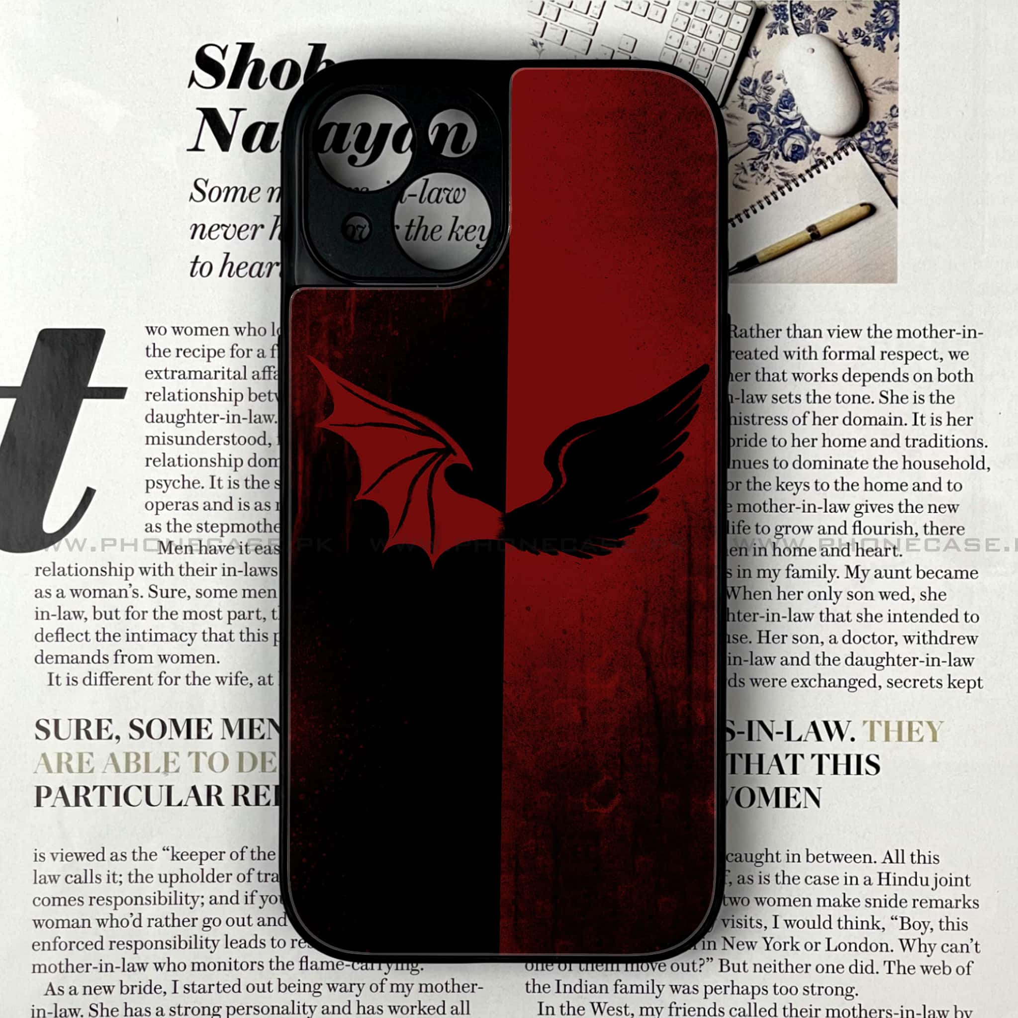 iPhone 14  - Angel Wings 2.0 Series - Premium Printed Glass soft Bumper shock Proof Case