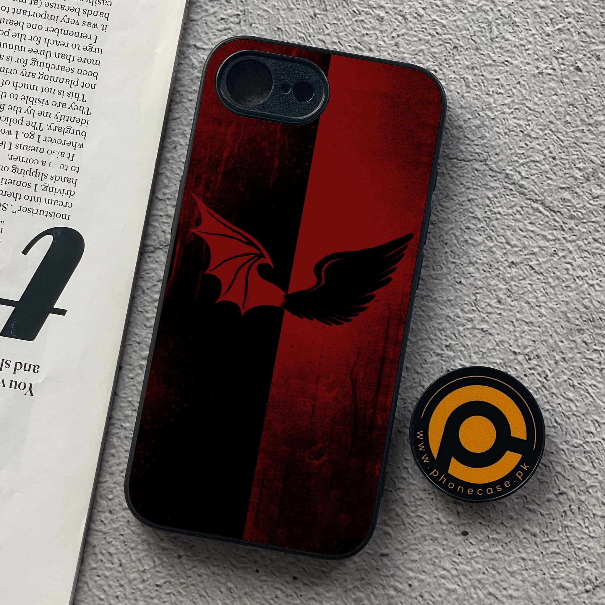 iPhone 16e - Angel Wings 2.0 Series - Premium Metal  Printed soft Bumper shock Proof Case