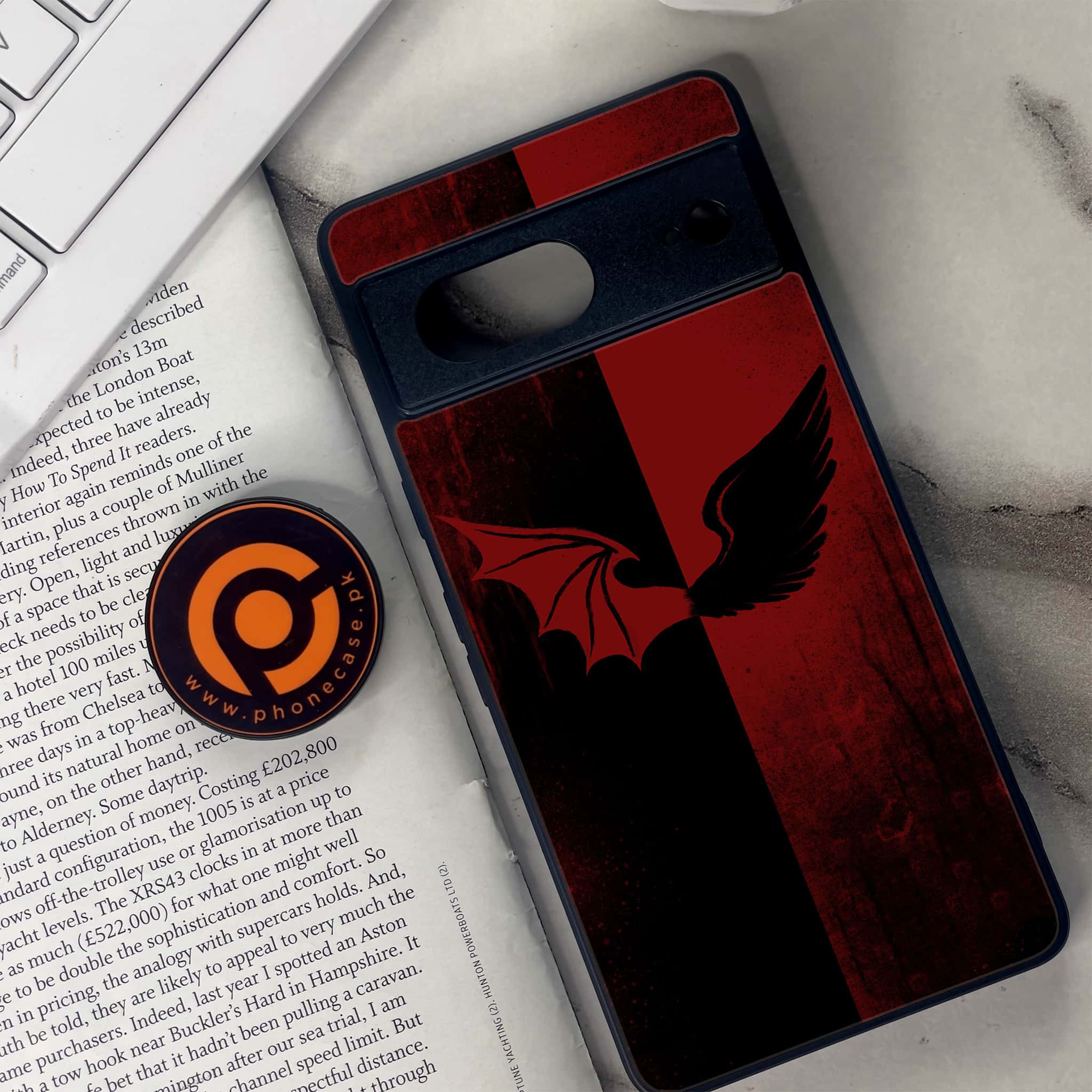 Google Pixel 7 - Angel Wings 2.0 Series - Premium Metal Printed soft Bumper Shock Proof Case