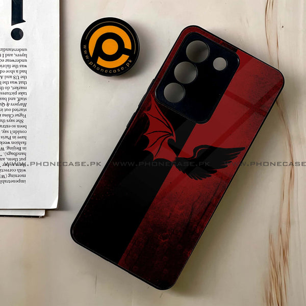 Vivo V29e - Angel Wings 2.0 Series Design 6  - Premium Printed Glass soft Bumper shock Proof Case  CS-19357